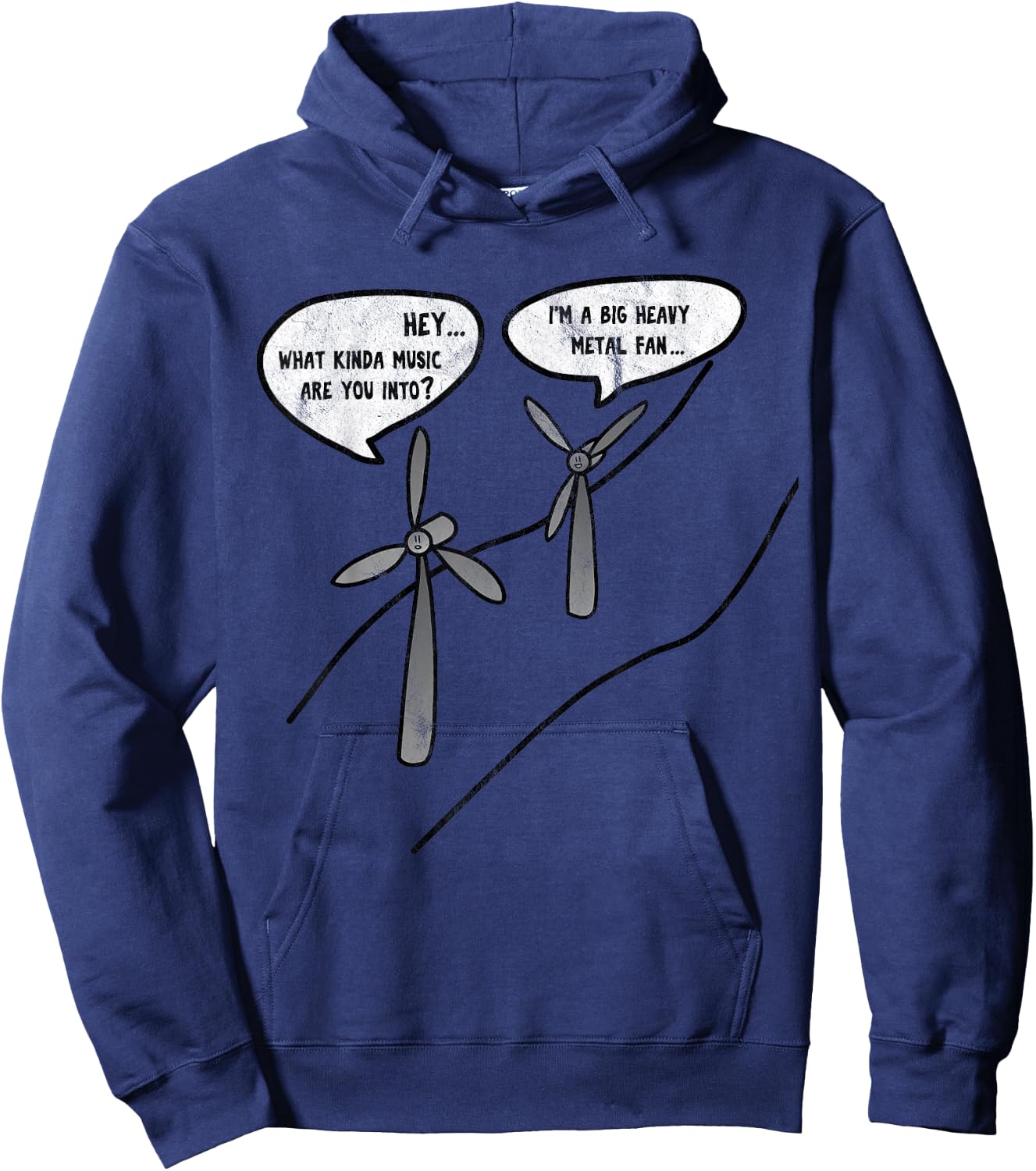 Big Heavy Metal Fan - Wind Turbine Funny (Pun) Hoodie - Hoodie | Navy