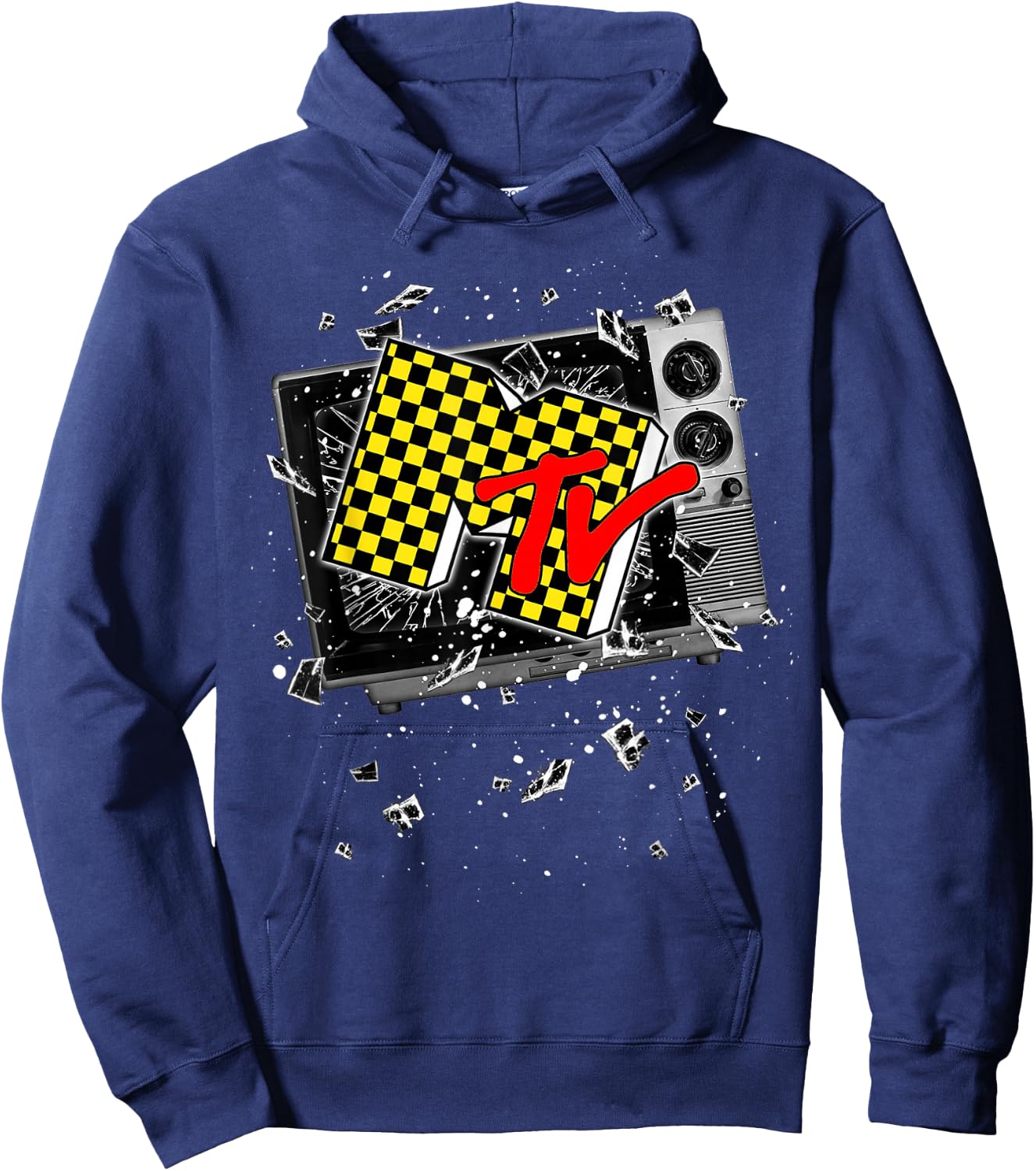 MTV Checker Board Breaking Tv Hoodie - Hoodie | Navy
