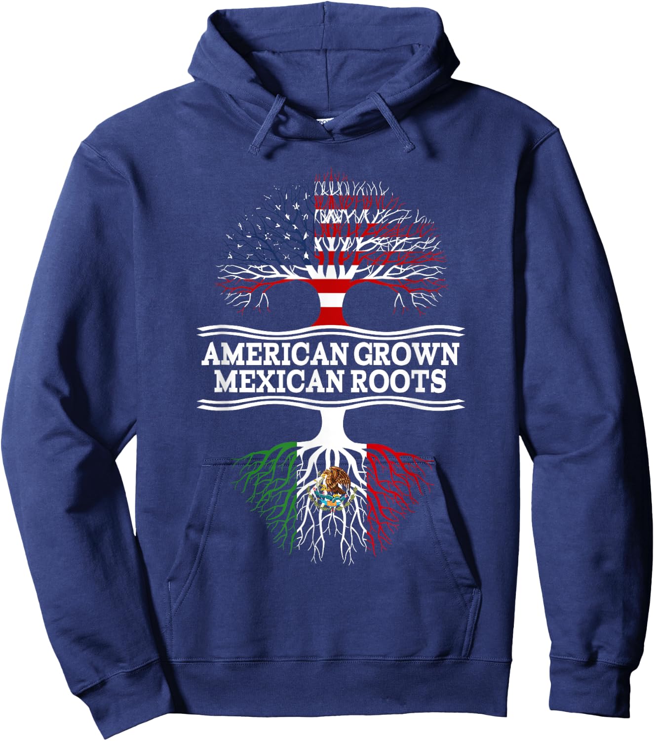 American Grown with Mexican Roots Gift Hoodie - Hoodie | Navy