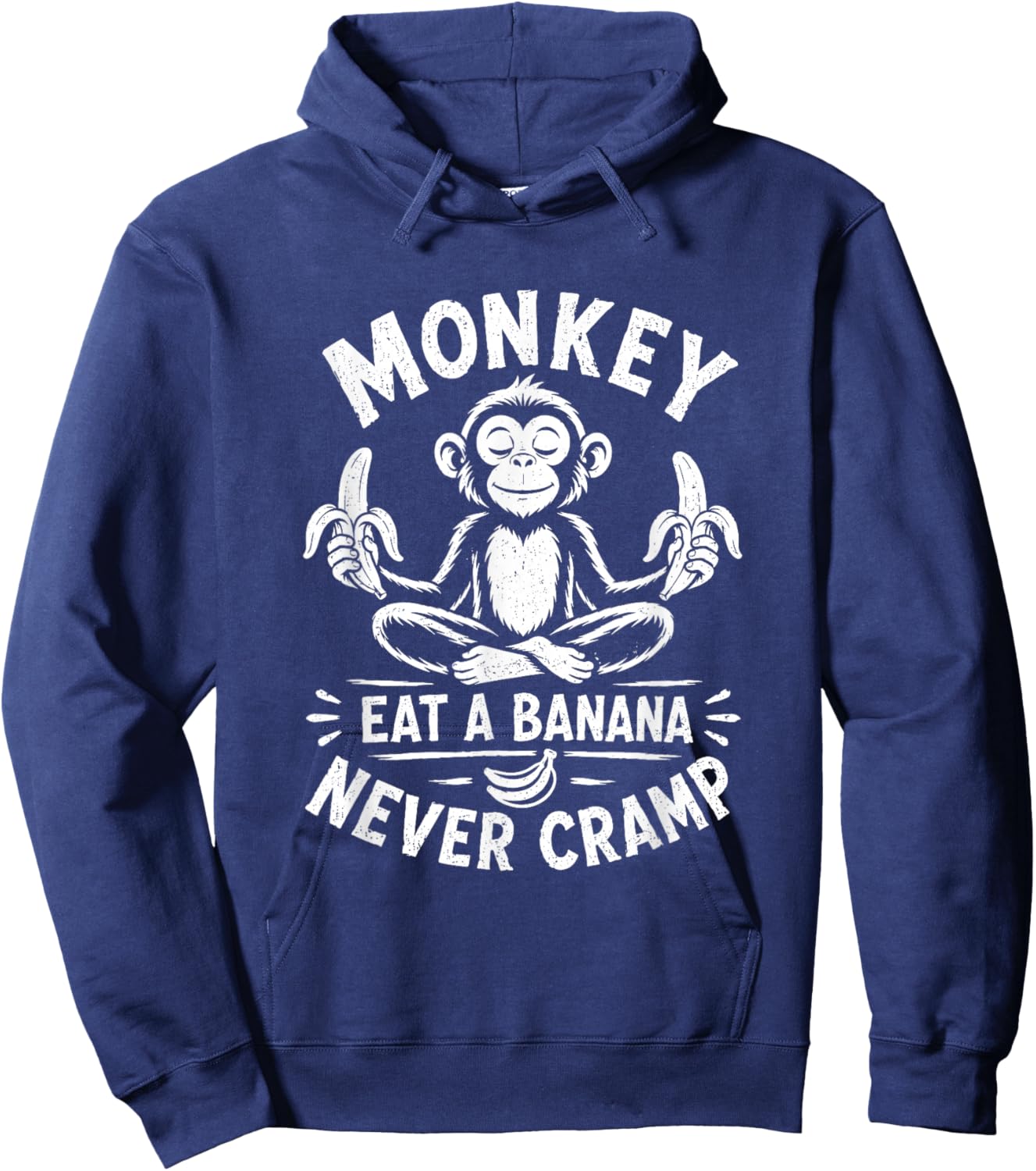 Monkey Never Cramp Funny Banana Hoodie - Hoodie | Navy