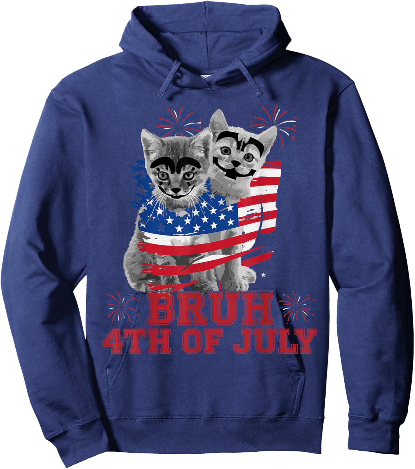 Funny Bruh 4th of July Boys Kids Flag Hoodie - Hoodie | Navy