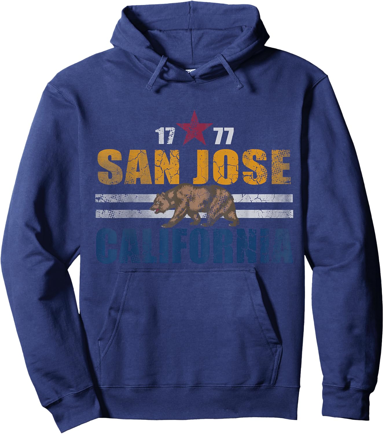 San Jose California Flag Vintage Fade Hoodie - Hoodie | Navy