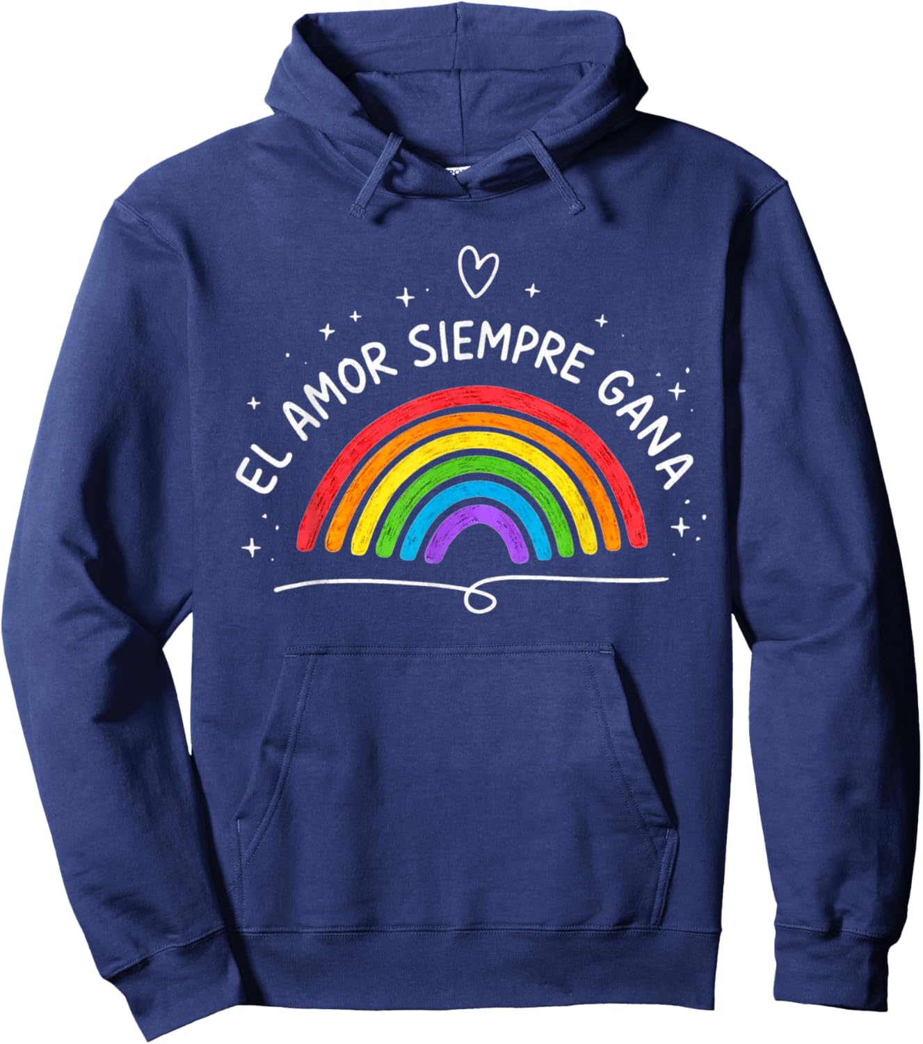 El Amor Siempre Gana Rainbow Love Wins Pride Hoodie - Hoodie | Navy