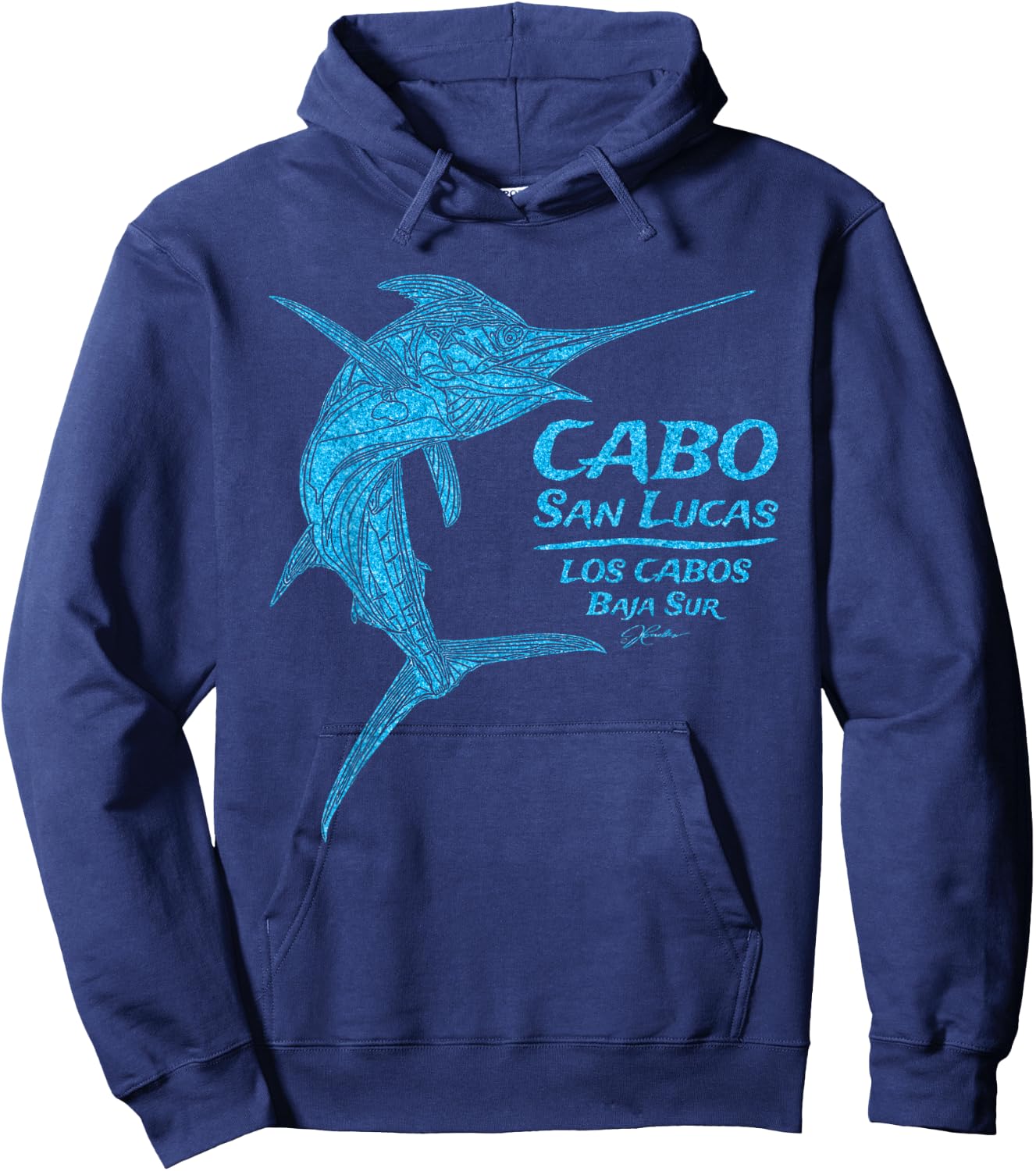 JCombs: Cabo San Lucas, Striped Marlin Hoodie - Hoodie | Navy