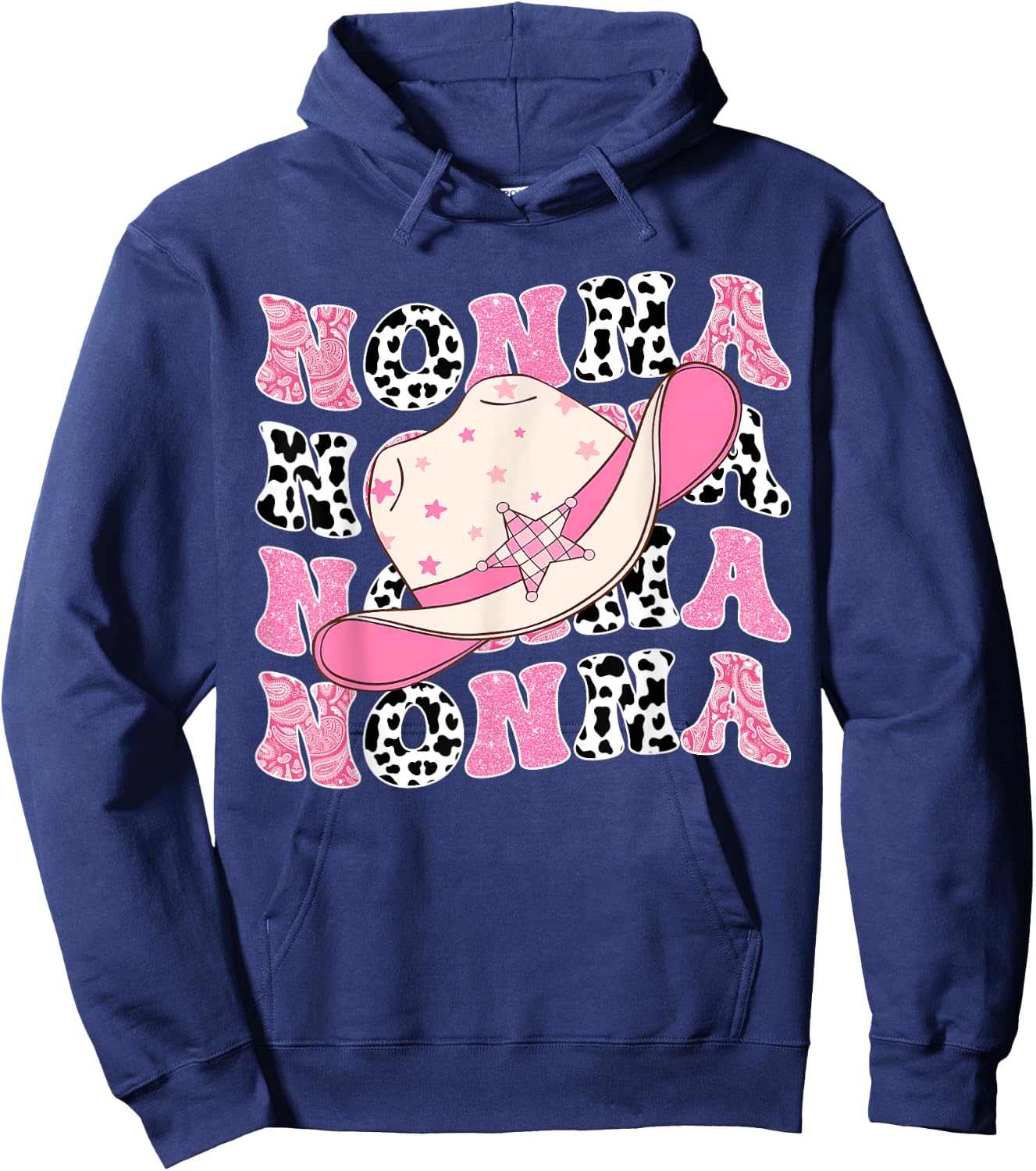 Nonna Pink Rodeo CowGirl Western Retro Groovy Hoodie - Hoodie | Navy