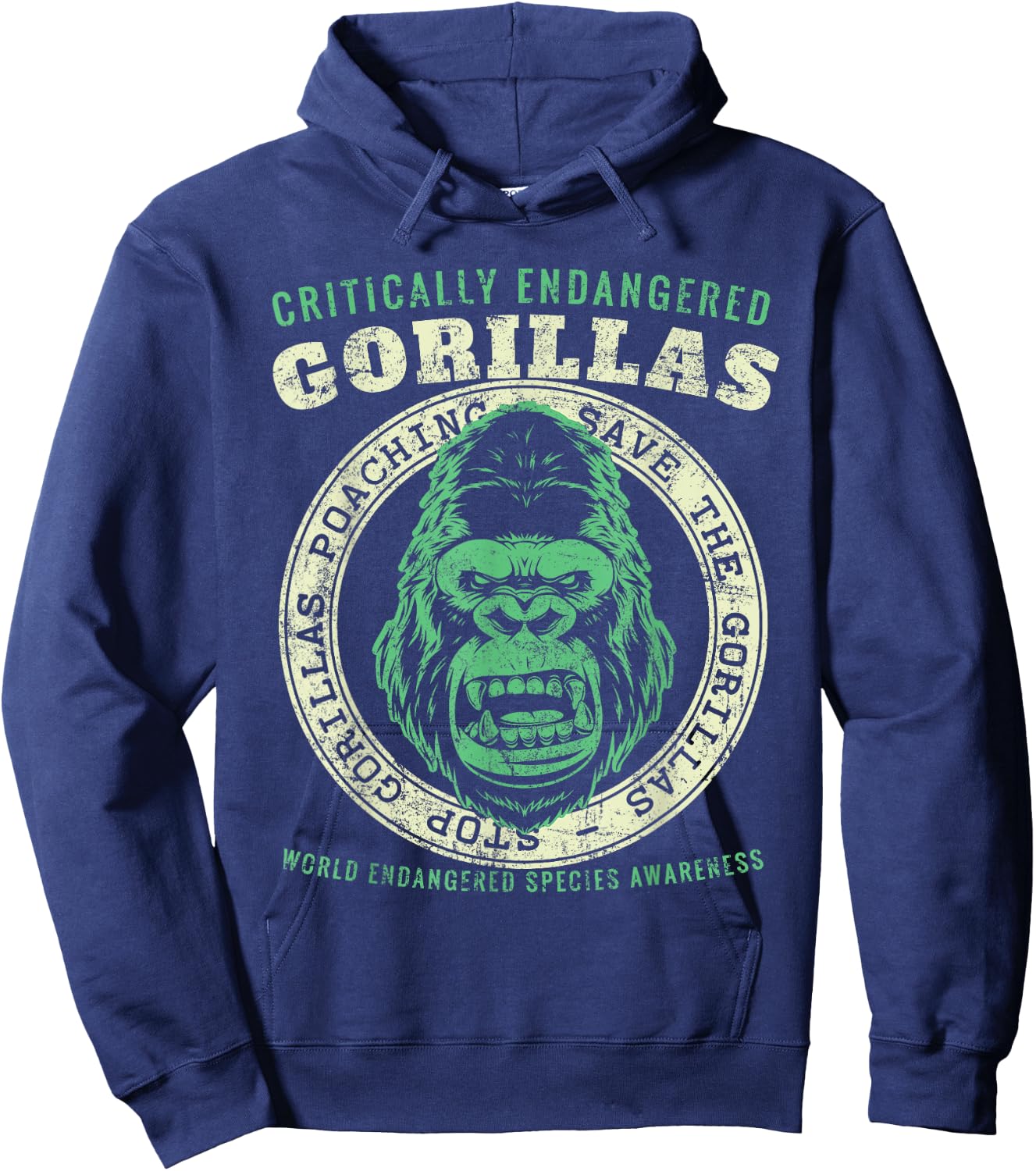 Save The Gorillas Vintage Hoodie - Hoodie | Navy