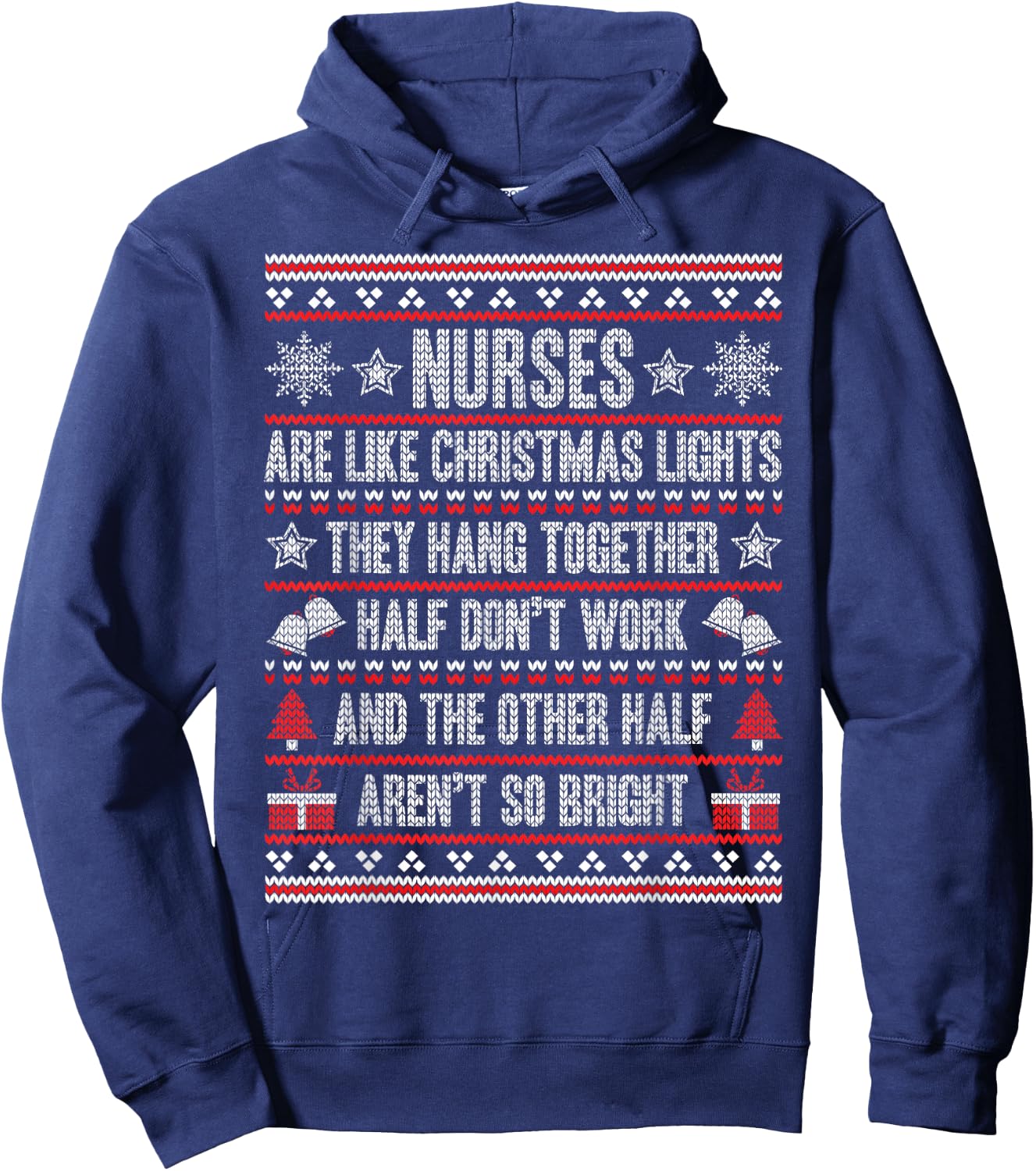 Nurses Ugly Christmas Funny Nursing Hoodie - Hoodie | Navy