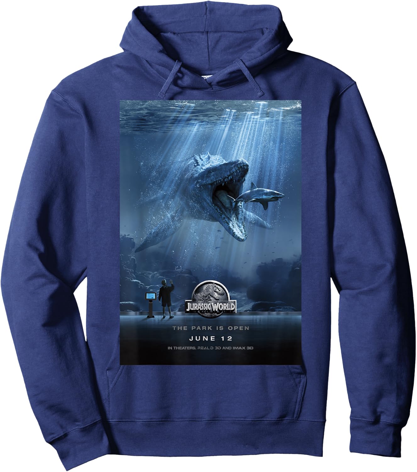 Jurassic World Mosasaurus Movie Poster Graphic Hoodie - Hoodie | Navy