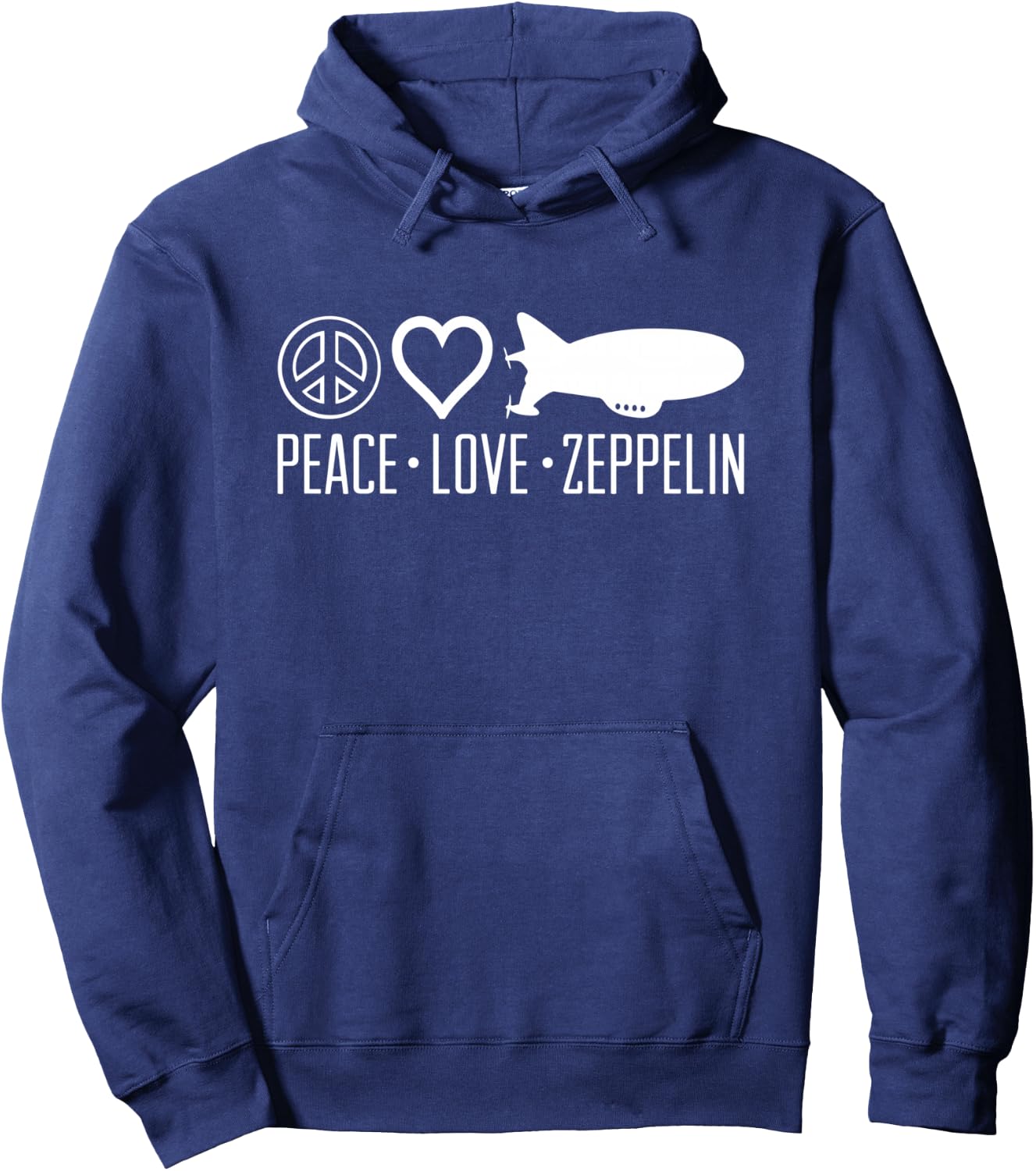 Peace Love Zeppelin Airship Retro Fans Hoodie - Hoodie | Navy