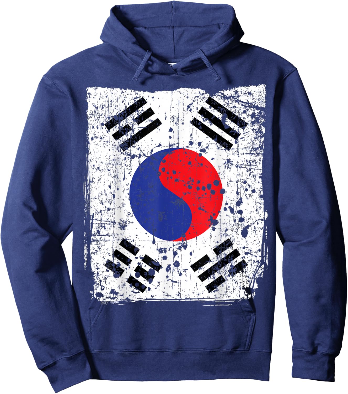 Faded Korean Flag, Distressed Flag of Korea Hoodie - Hoodie | Navy