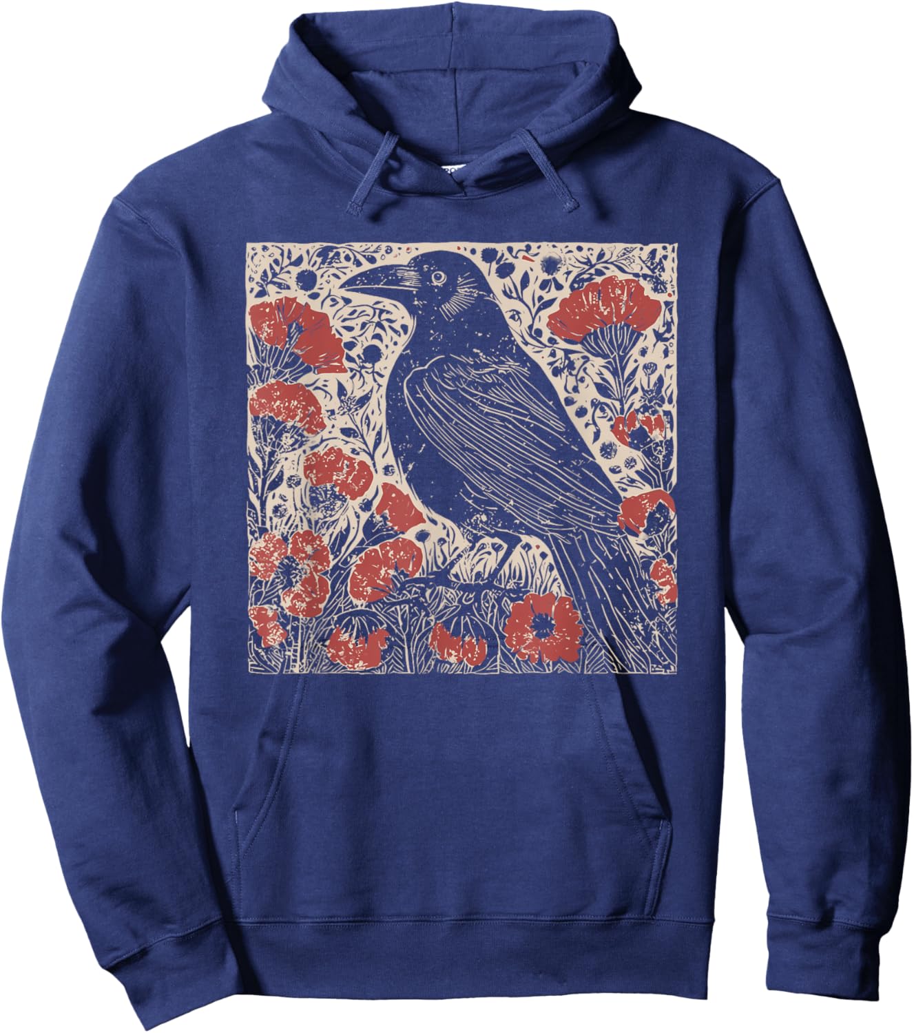 Folk Art Crow Hoodie - Hoodie | Navy
