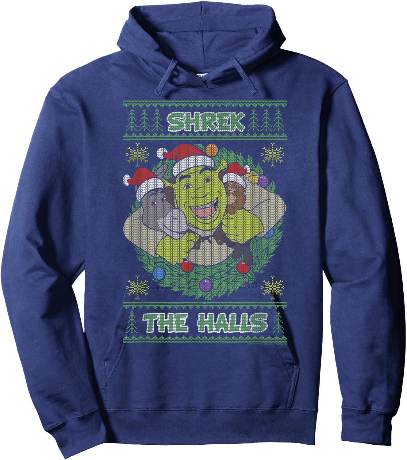 Shrek The Halls Holiday Text Pattern Hoodie - Hoodie | Navy