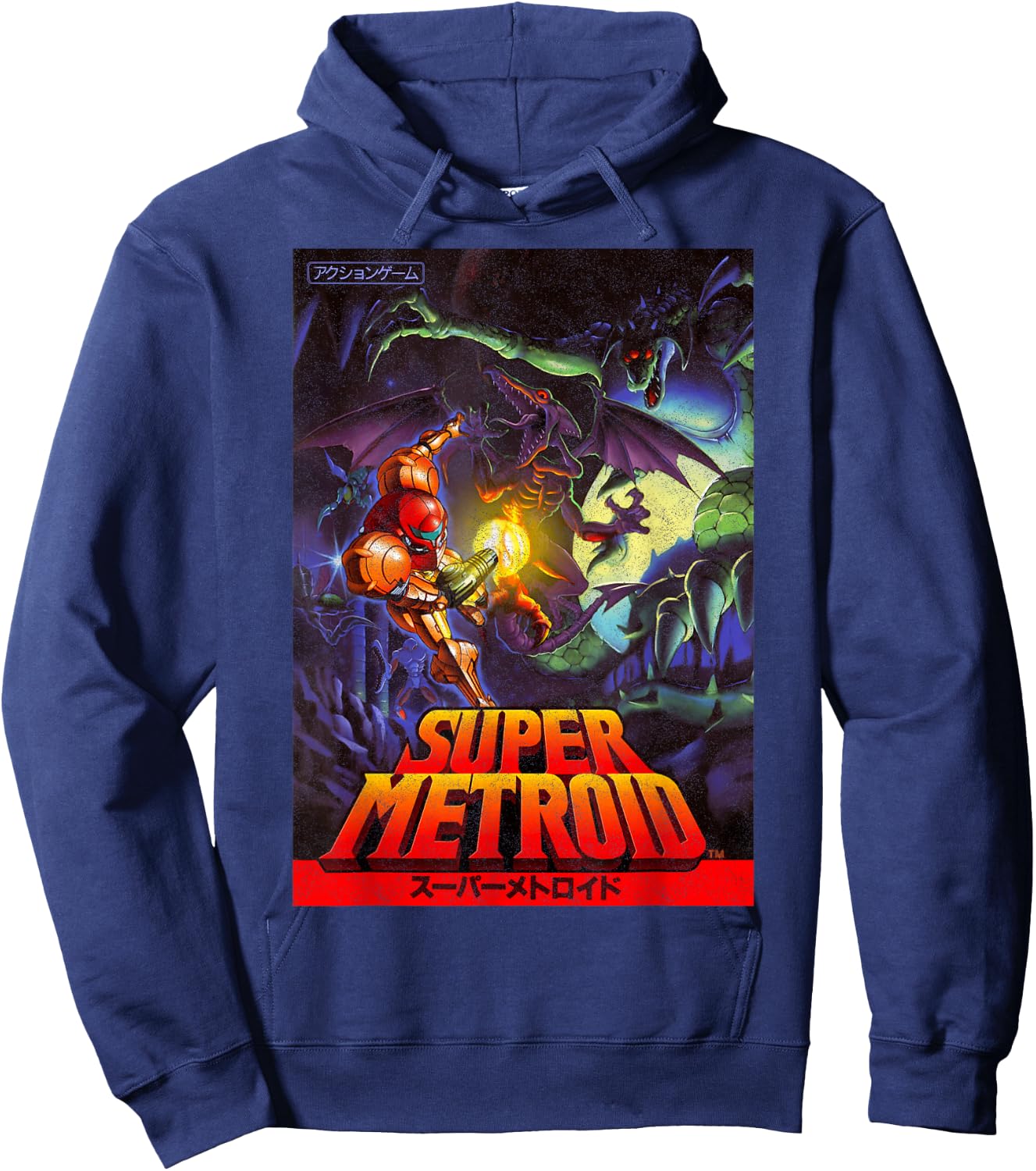 Nintendo Samus Super Metroid Cover Hoodie - Hoodie | Navy