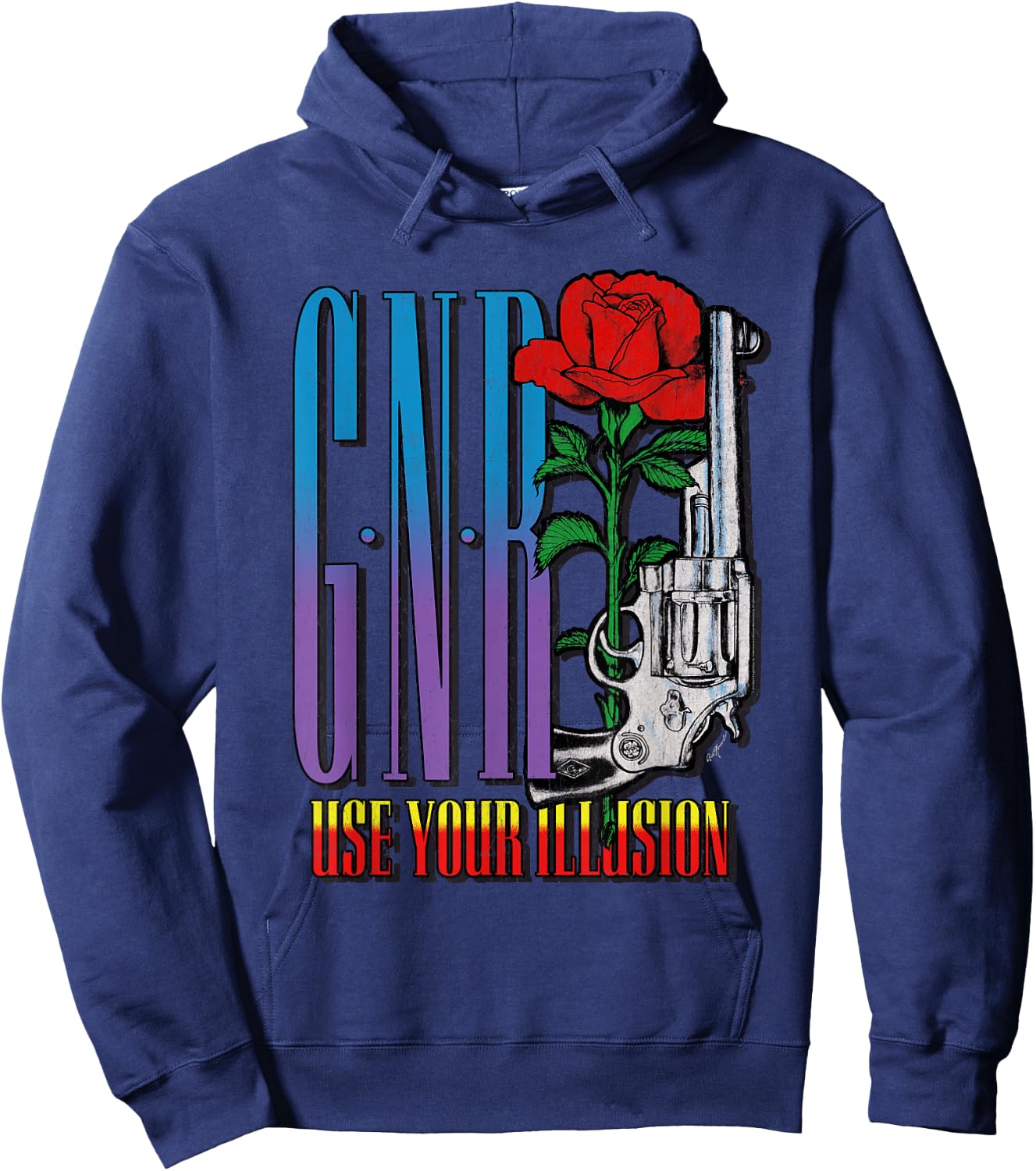 Guns N' Roses Official Use Your Illusion Pistol Hoodie - Hoodie | Navy
