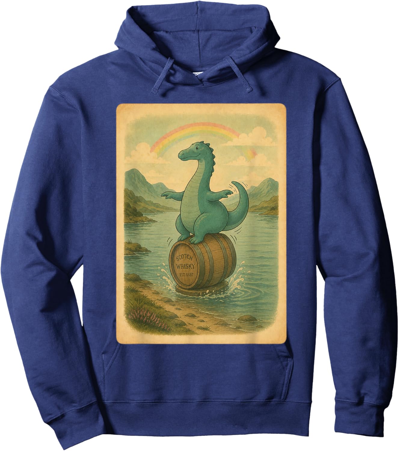 Whisky Barrel Nessie in Scotland Hoodie - Hoodie | Navy