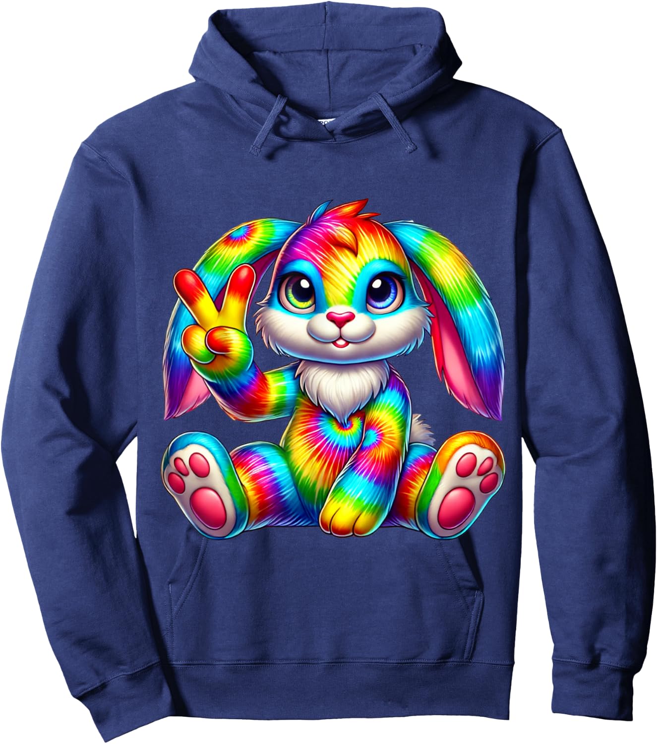 Tie-Dye rabbit bunny Peace Sign Hippie Hoodie - Hoodie | Navy