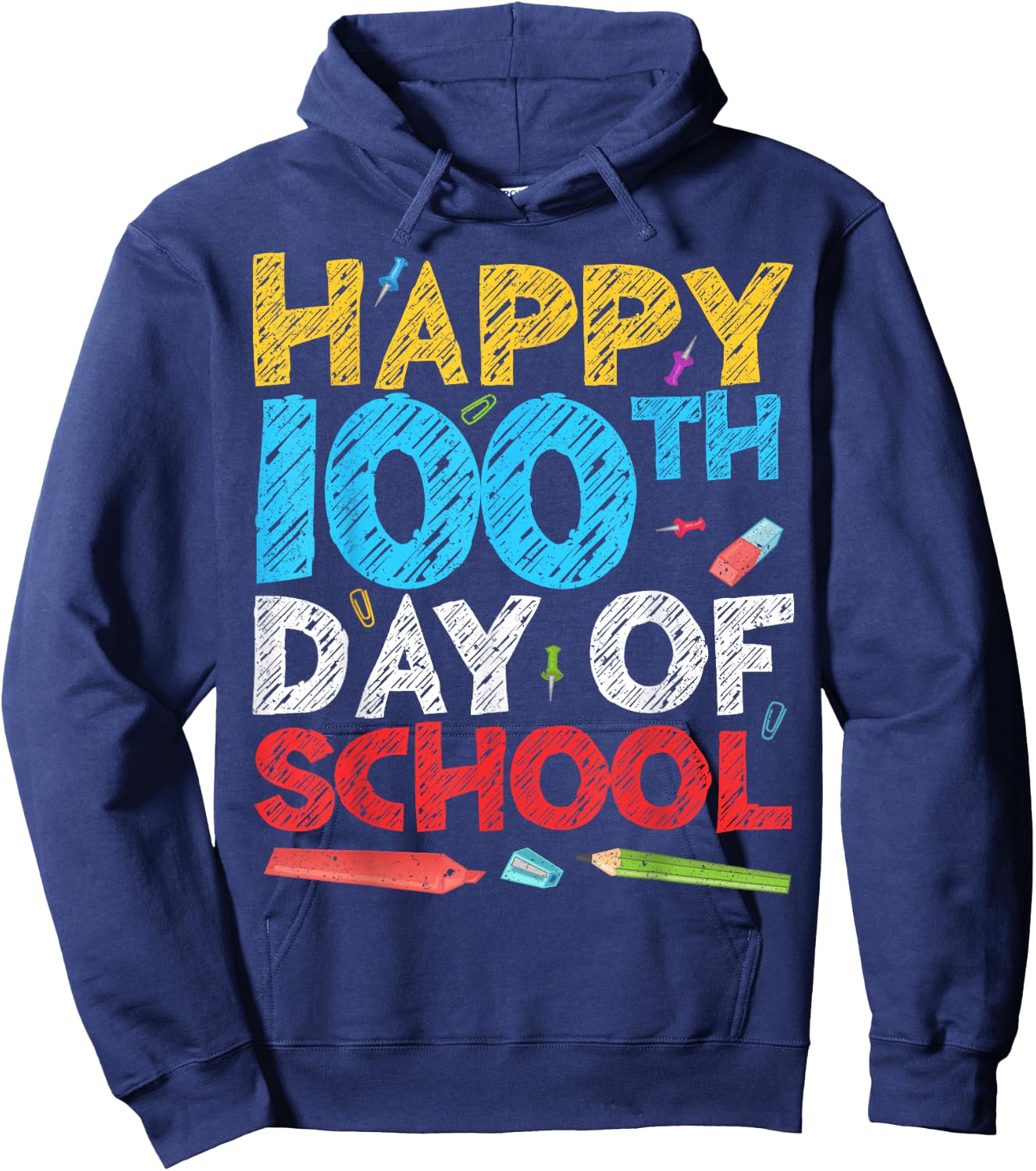 Happy 100th Day Of School Shirt Hoodie - Hoodie | Navy