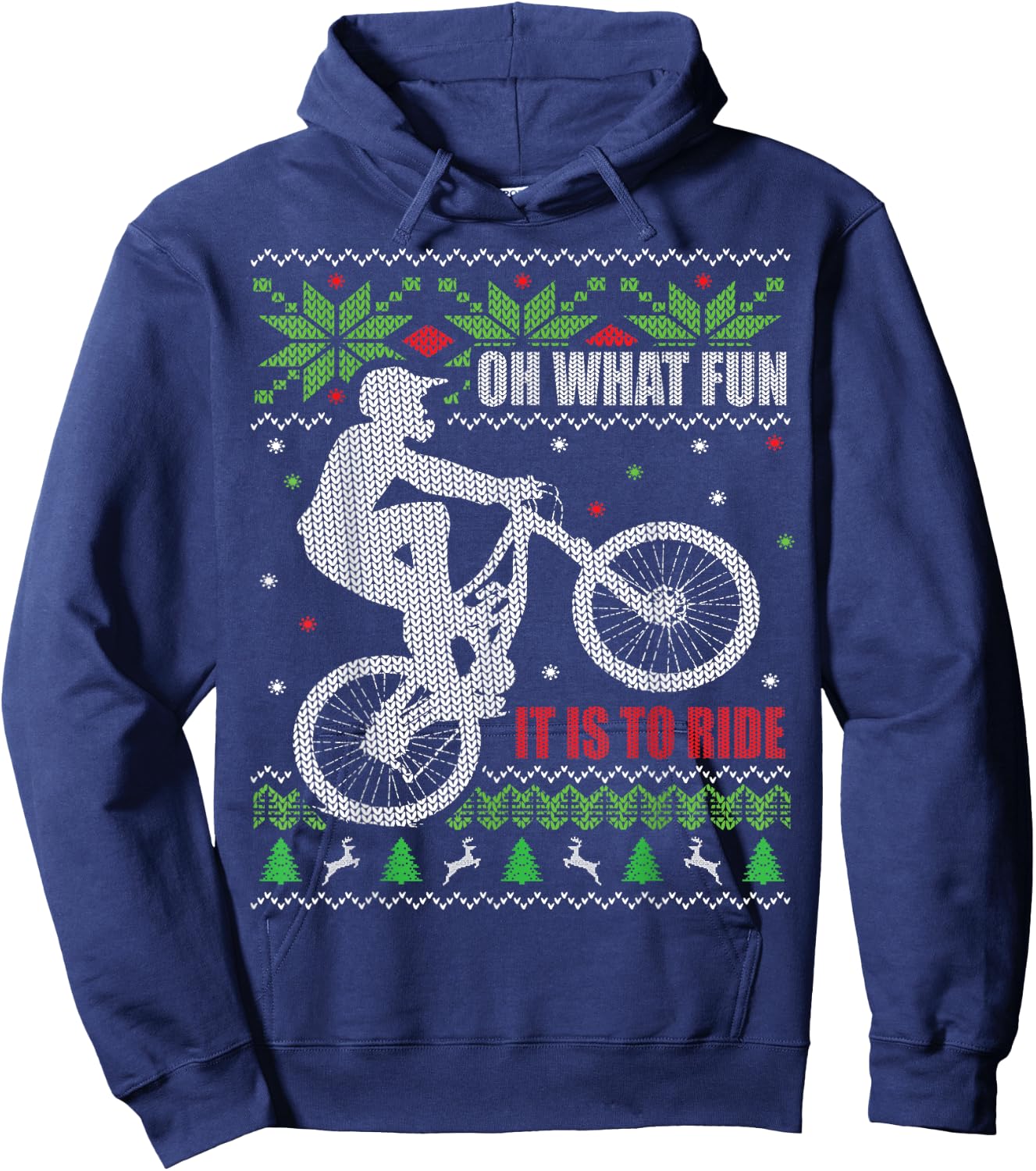 Ugly Christmas, Mountain Bike, Biking, Funny Hoodie - Hoodie | Navy
