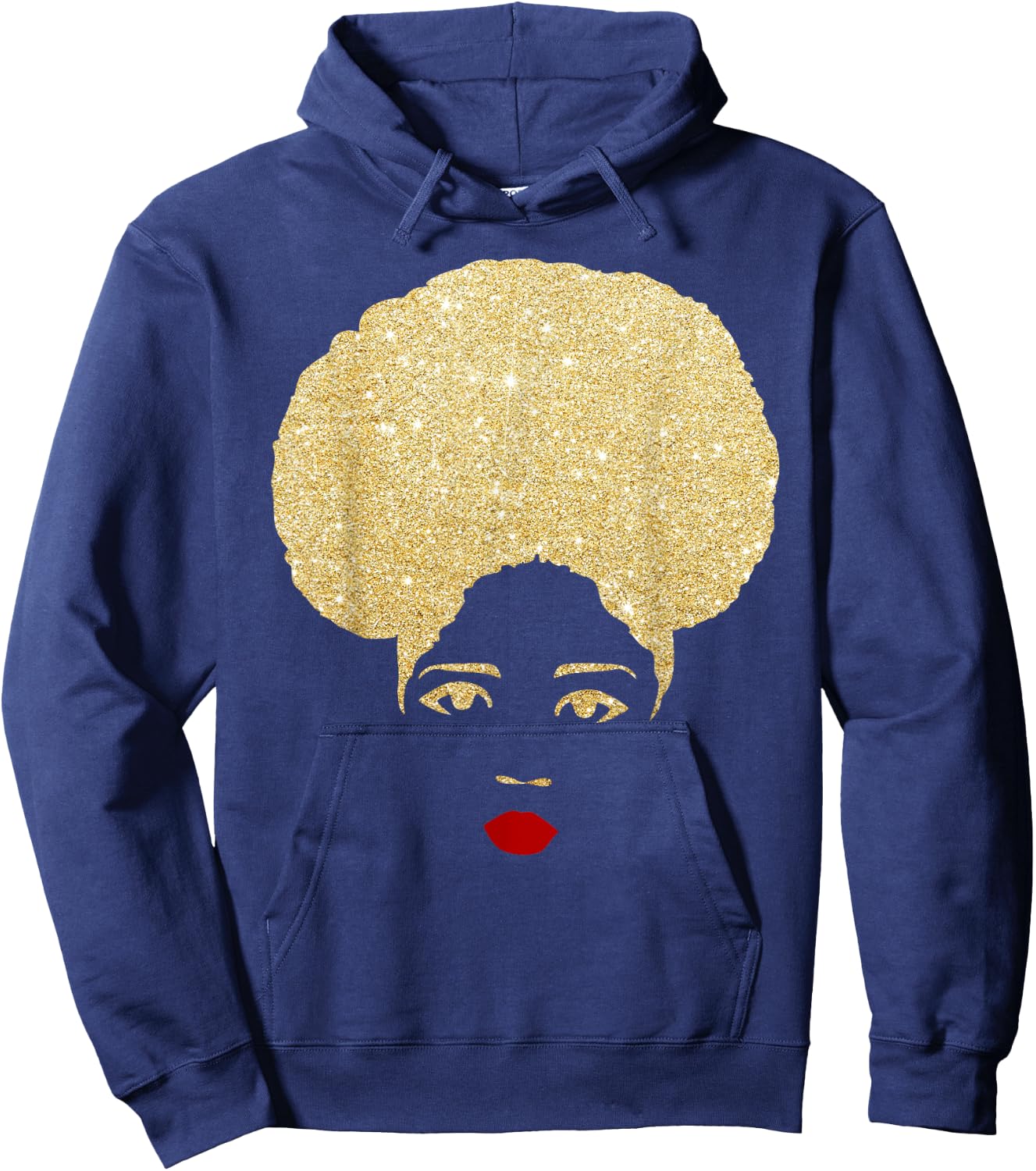 Glitter gold black girl red lips magic Hoodie - Hoodie | Navy