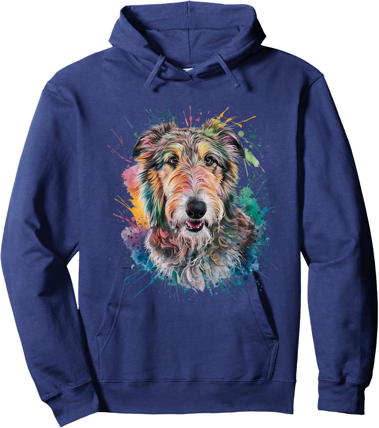 Men Woman Colorful Watercolor Irish Wolfhound Hoodie - Hoodie | Navy