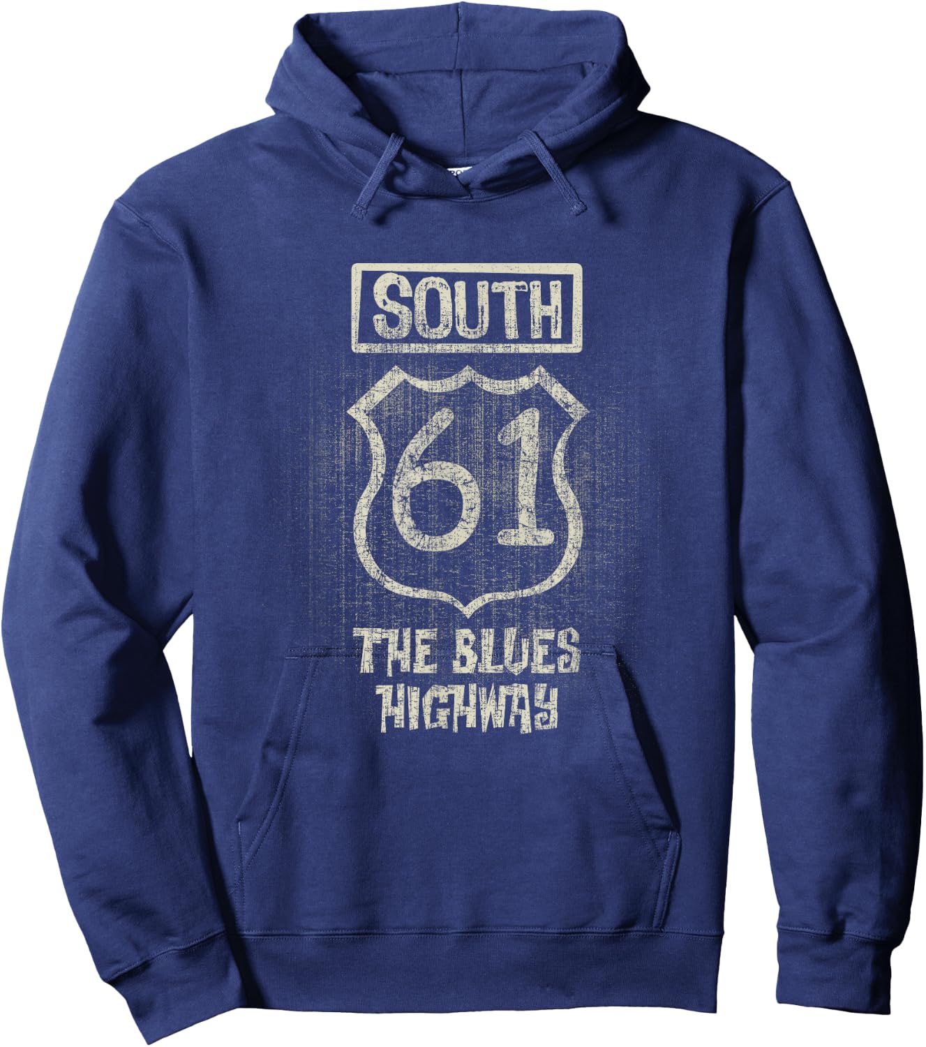 South 61 The Blues Highway Vintage Hoodie - Hoodie | Navy