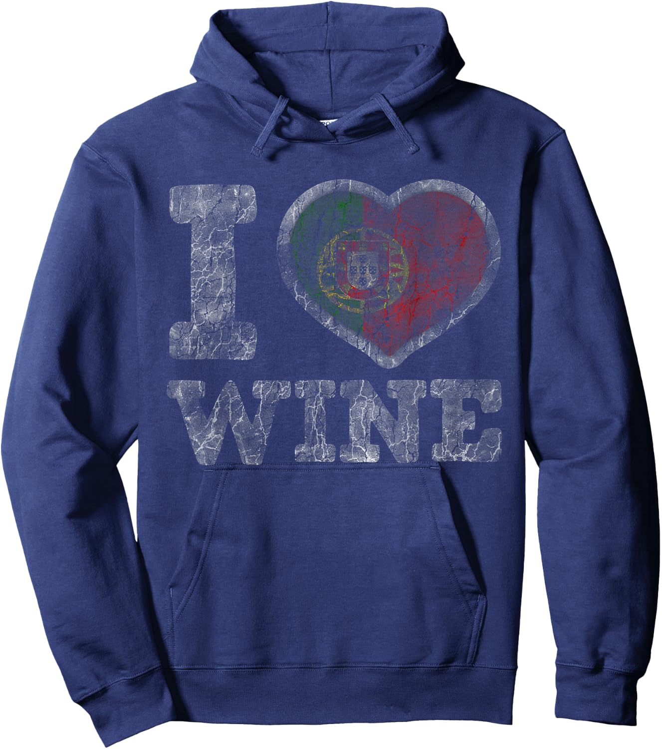 I Love Portuguese Wine Portugal Heart Flag Hoodie - Hoodie | Navy