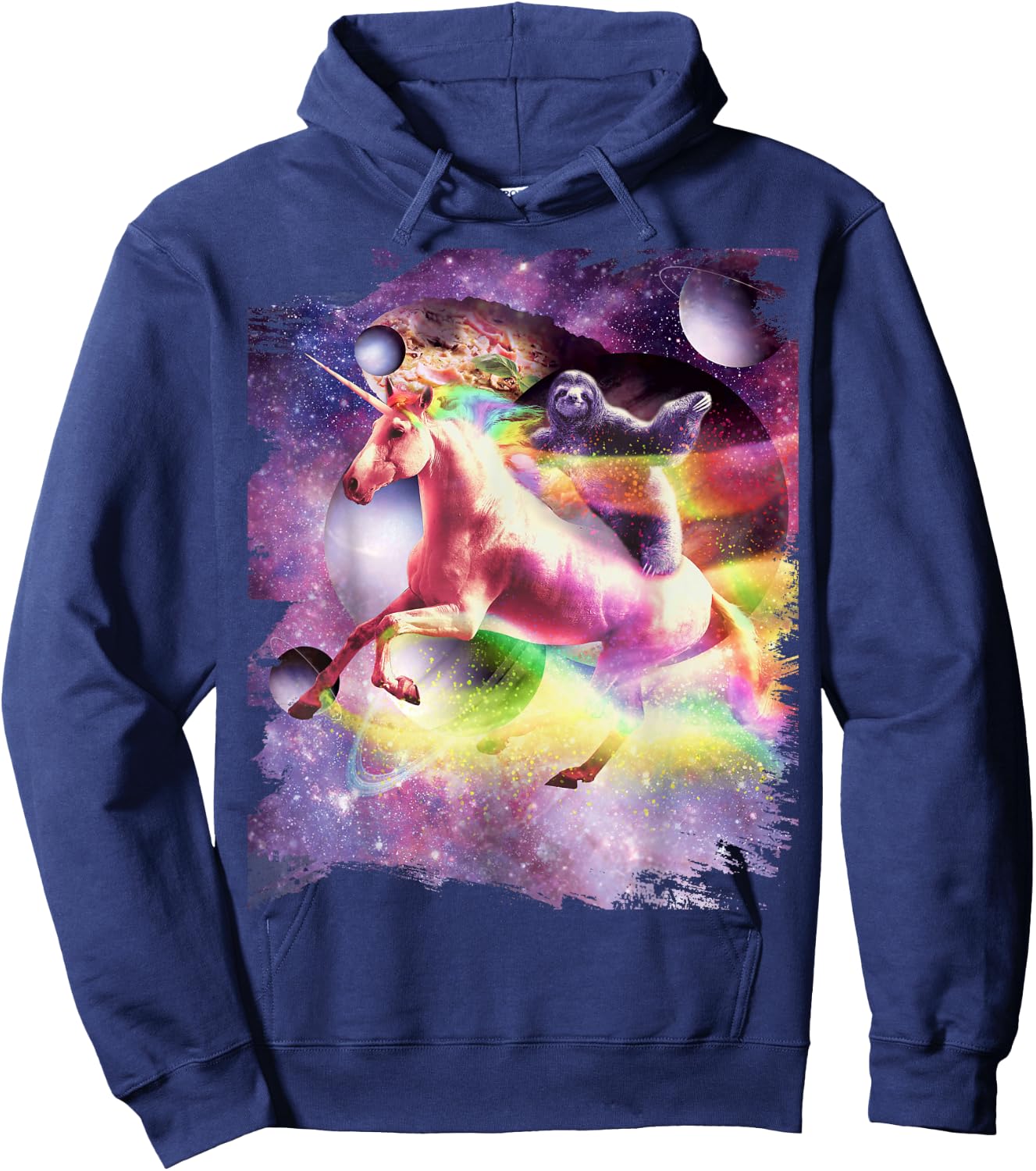 Space Sloth Riding On Unicorn Hoodie - Hoodie | Navy
