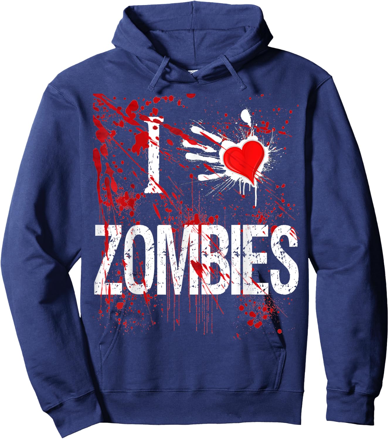 Halloween Custom I Love Zombies Heart Shirt Hoodie - Hoodie | Navy