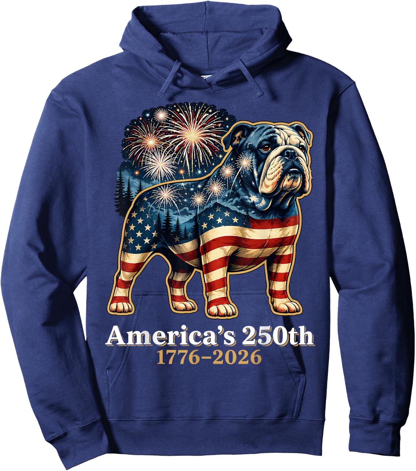 Bulldog 250th 1776 2026 4th of July Hoodie - Hoodie | Navy