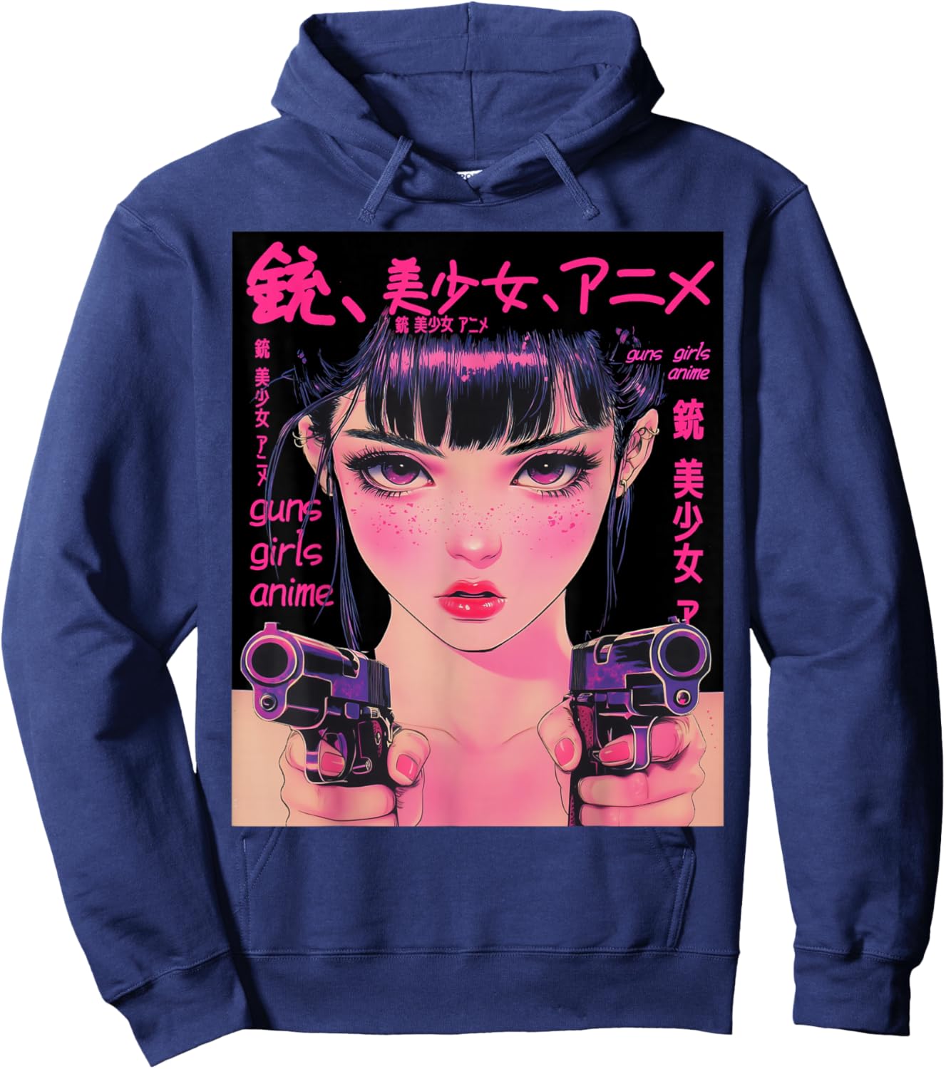 Anime Waifu Graphic Hoodie - Hoodie | Navy