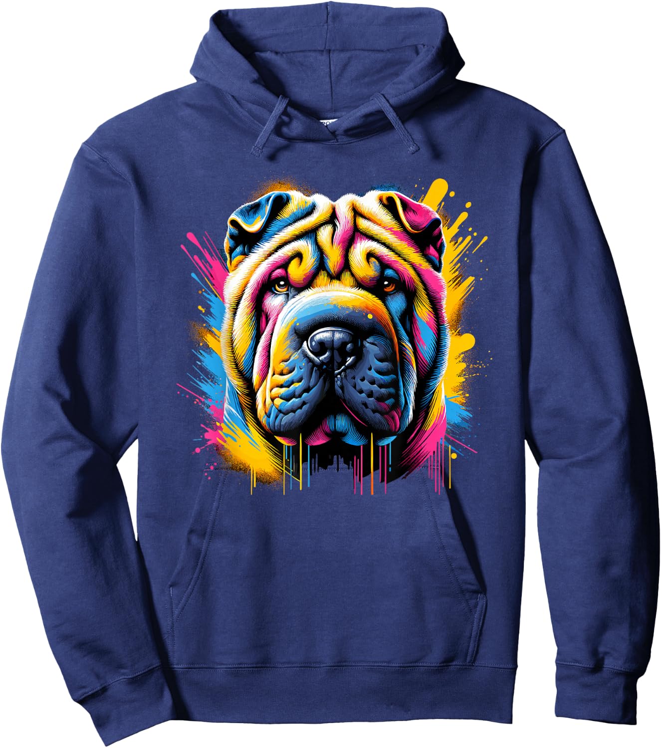 Splash Art Chinese Shar-Pei Shar Pei Hoodie - Hoodie | Navy
