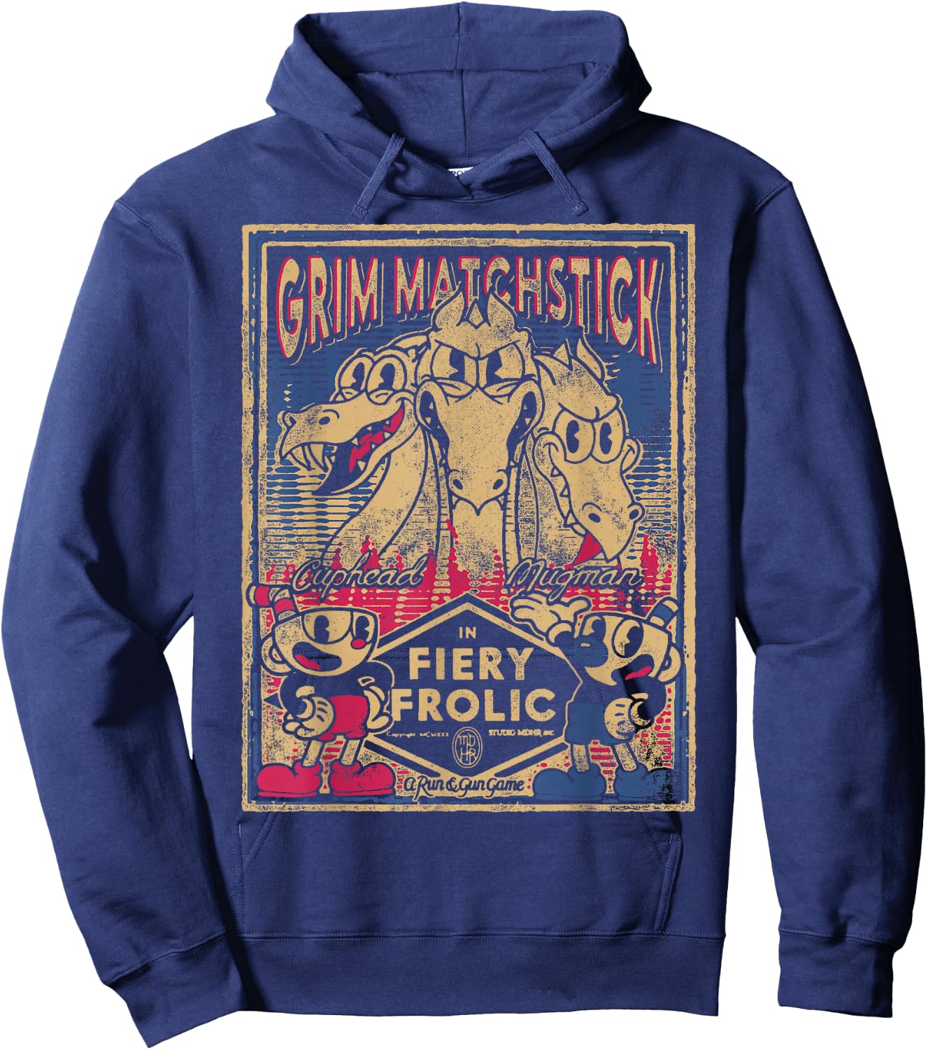 Cuphead Grim Matchstick Fiery Frolic Small Hoodie - Hoodie | Navy