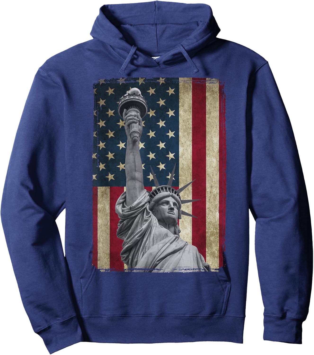USA American Flag and Statue of Liberty Shirt Hoodie - Hoodie | Navy