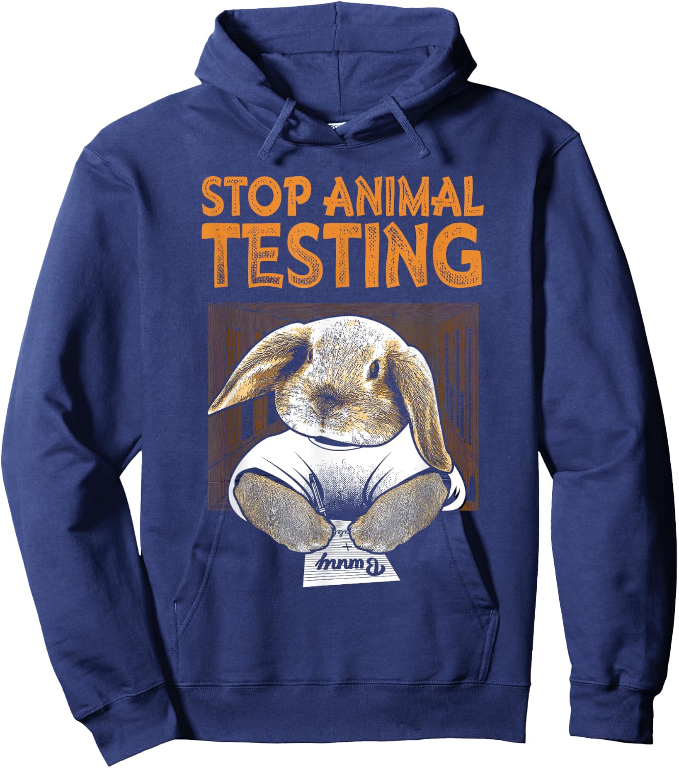 Bunny Shirt Stop Animal Testing Hoodie - Hoodie | Navy