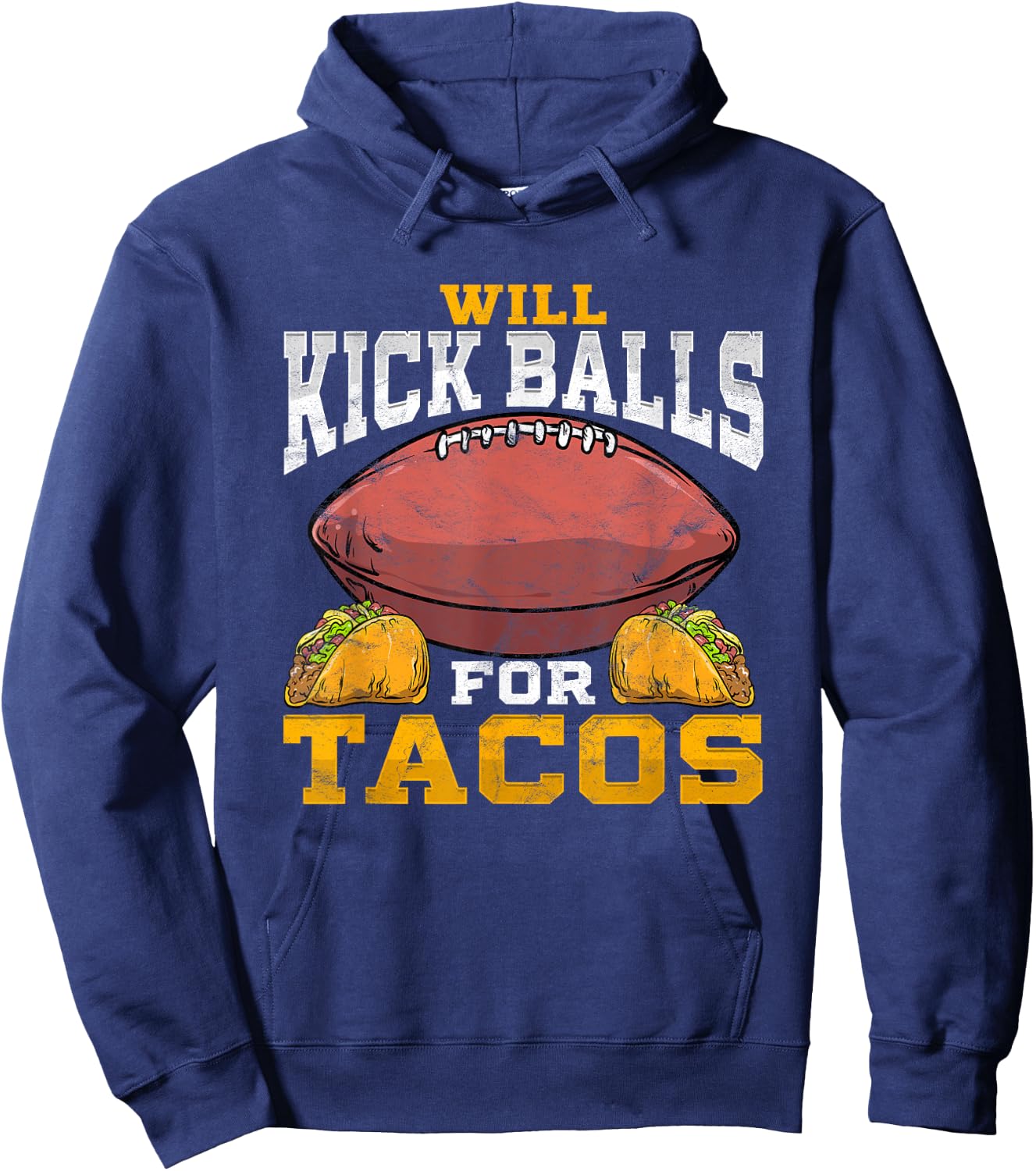 Funny Football Kicker Punter Player Distressed Hoodie - Hoodie | Navy