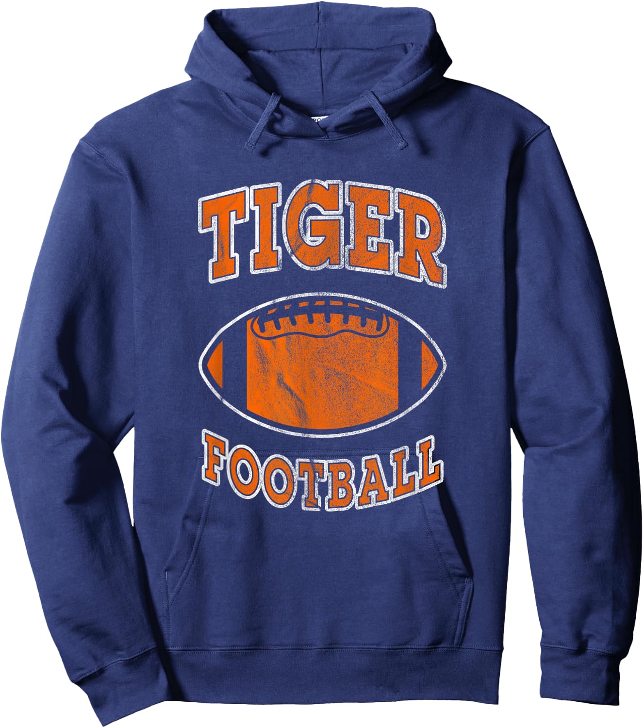 Tiger Football Vintage Distressed Hoodie - Hoodie | Navy