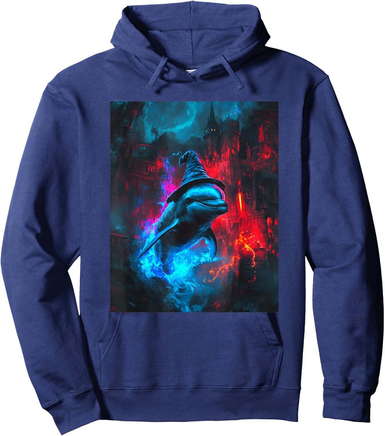 Fantasy Wizard Dolphin Hoodie - Hoodie | Navy