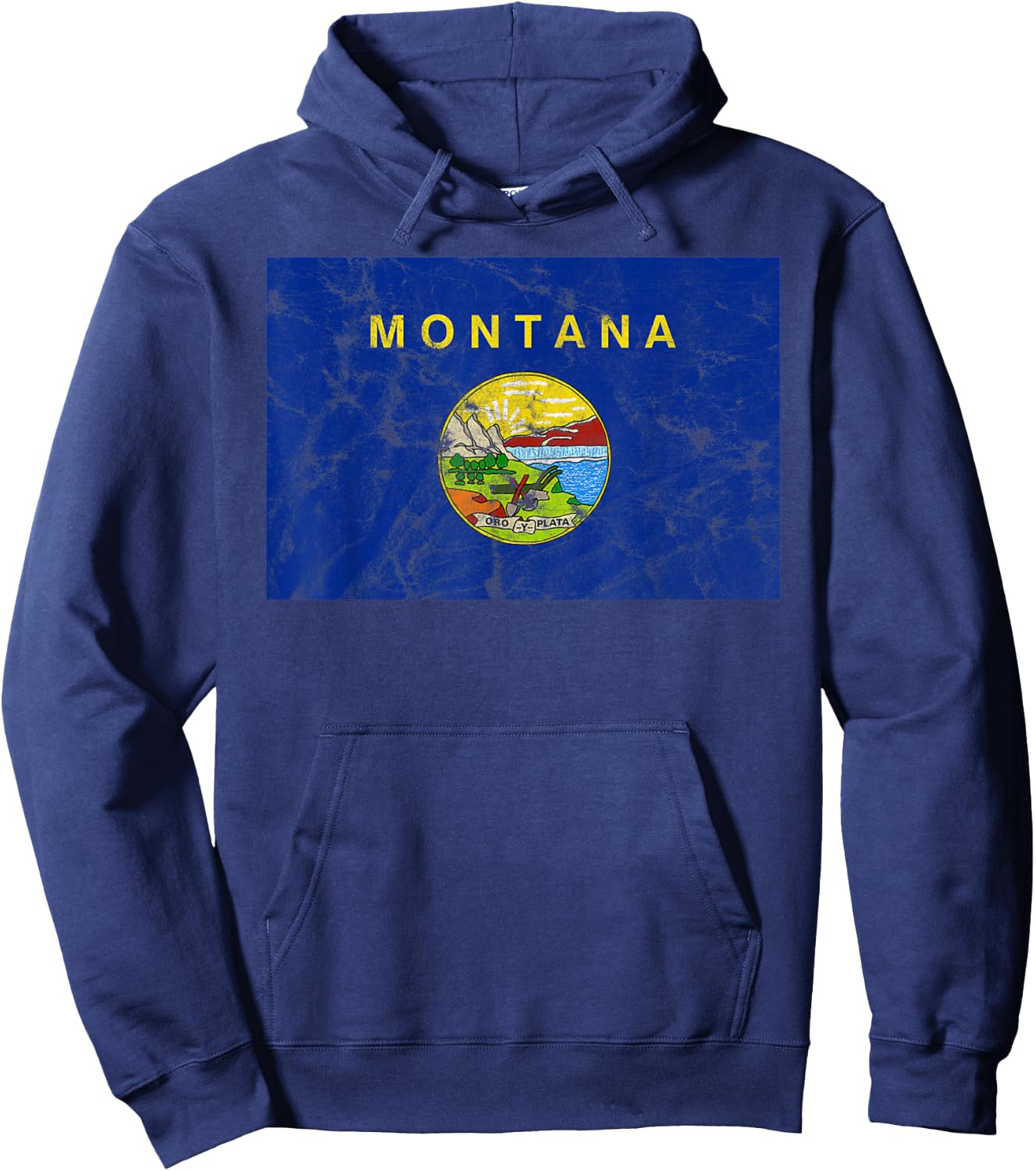 Montana Distressed Flag State Pride Vintage Hoodie - Hoodie | Navy