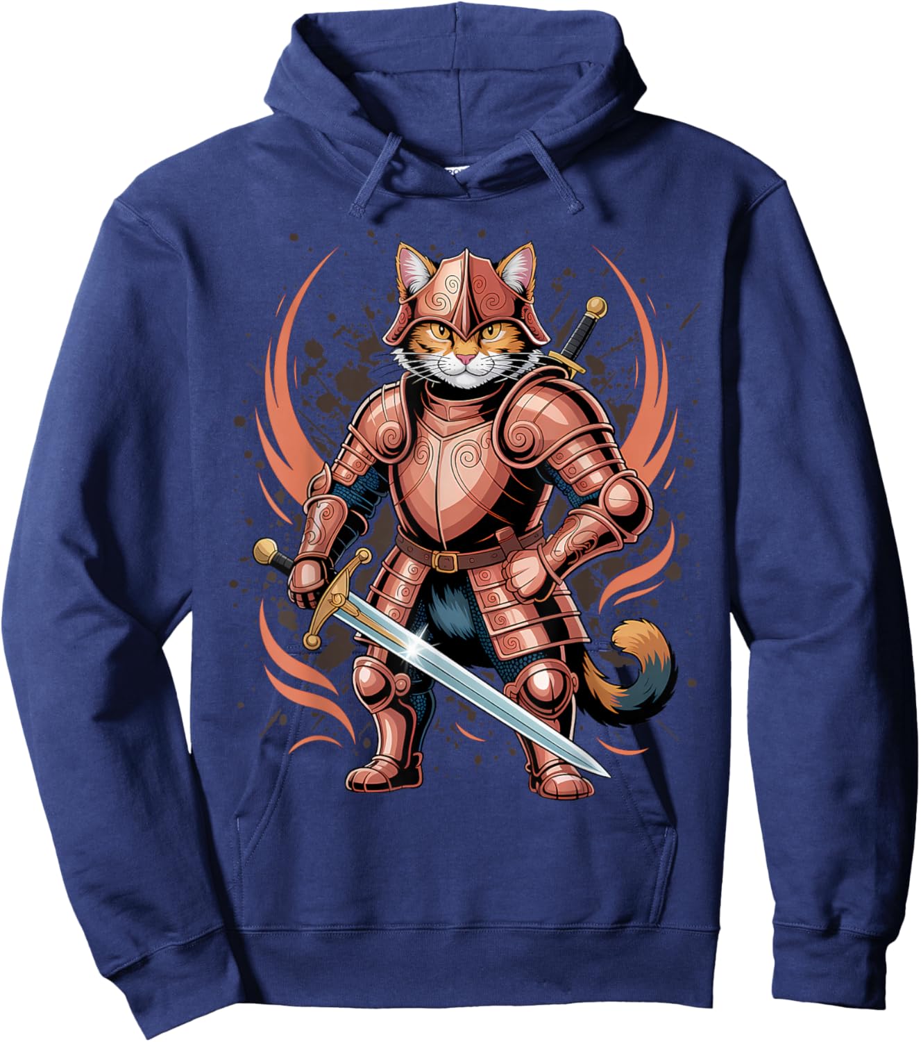 Samurai Warrior Japanese Ninja Cat Kawaii Hoodie - Hoodie | Navy