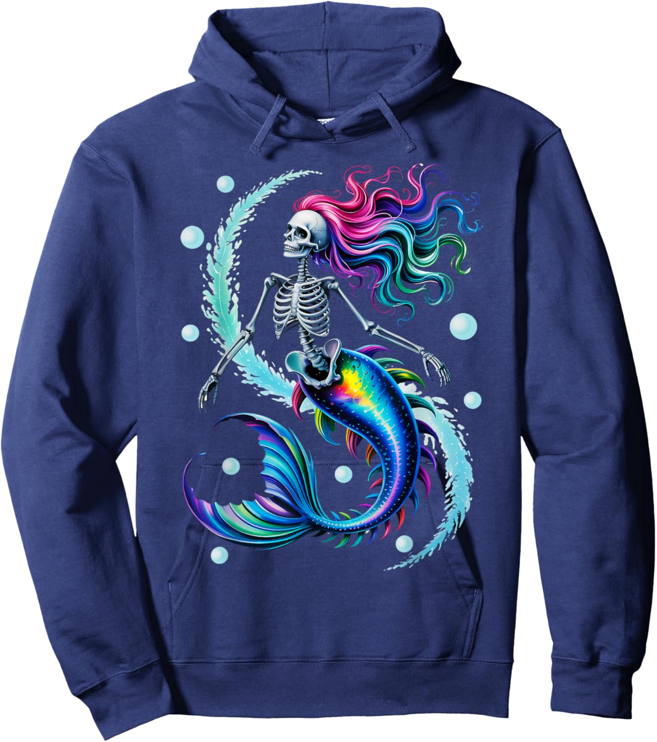 Mermaid Skeleton - Scary Halloween Hoodie - Hoodie | Navy