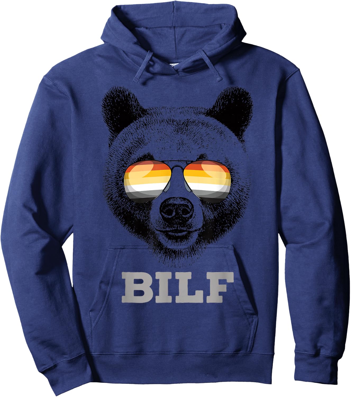 BILF Gay Bear Pride Daddy Grizzly Gift Hoodie - Hoodie | Navy