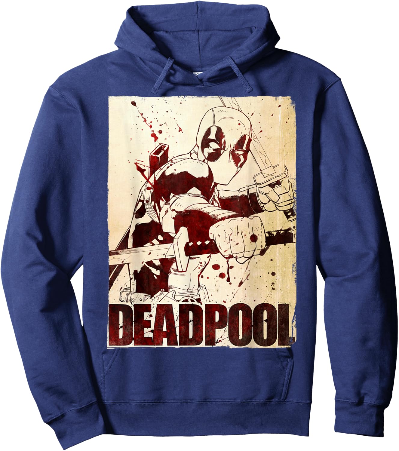 Marvel Deadpool Rustic Splatter Vintage Western Hoodie - Hoodie | Navy