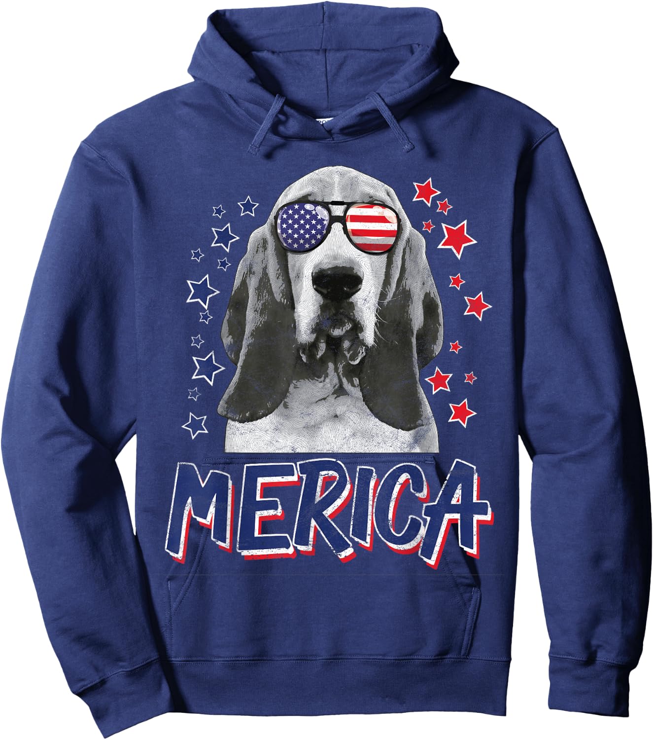 Merica Basset Hound Dog 4th Of July USA Gift Hoodie - Hoodie | Navy