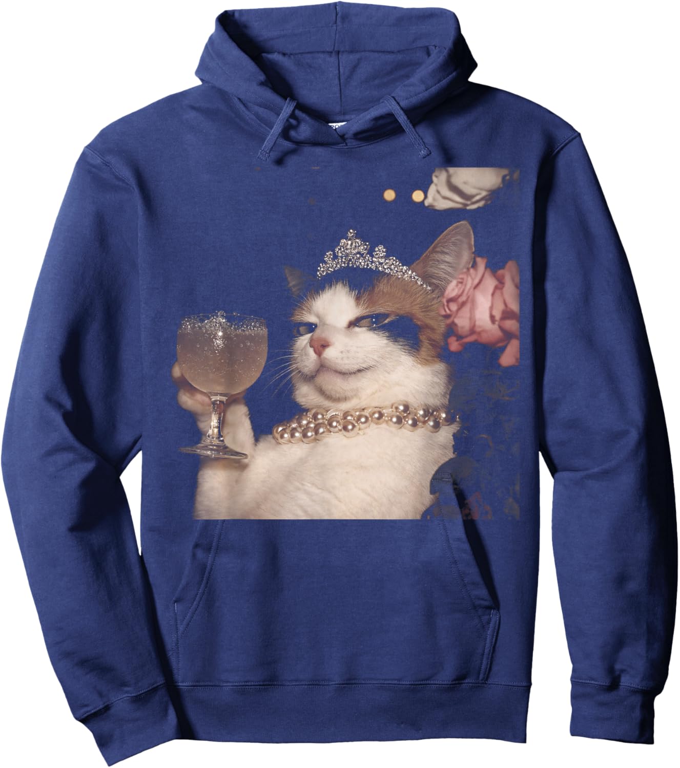 Retro Elengant Cat Funny Meme Cringe Hoodie - Hoodie | Navy
