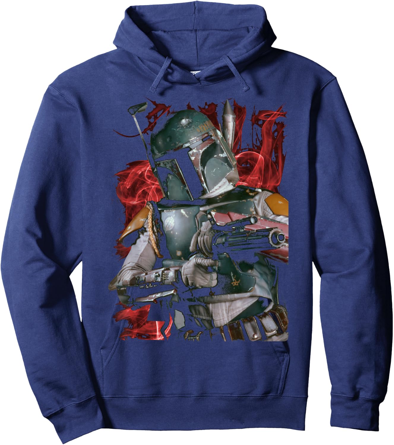 Star Wars Boba Fett Bounty Hunter Smoke Flame Hoodie - Hoodie | Navy