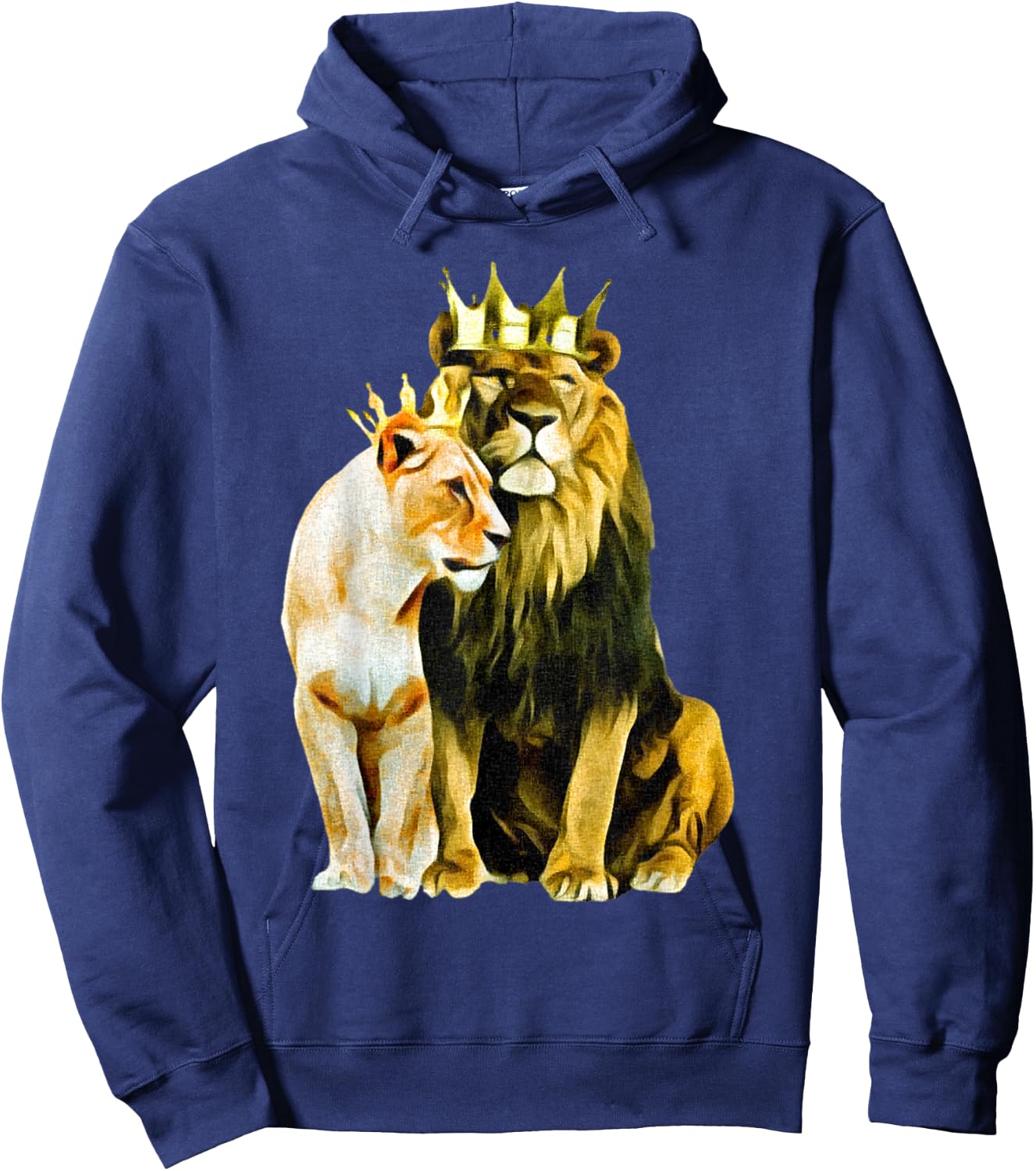 King Lion Crown Queen Lioness Crown Hoodie - Hoodie | Navy