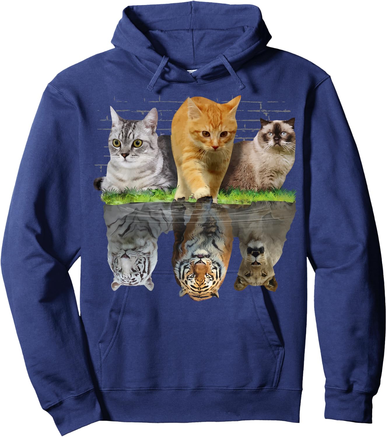 Fun Cat Reflection Gift Design Idea Hoodie - Hoodie | Navy