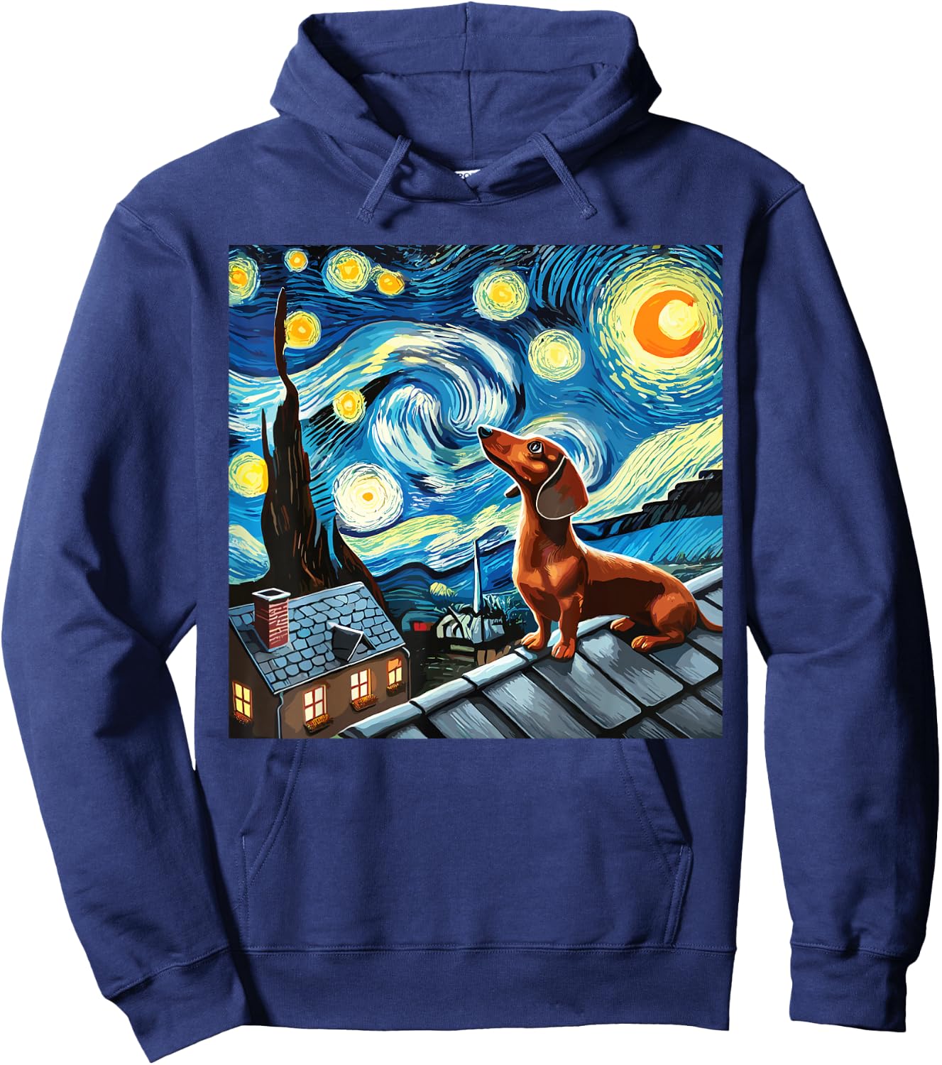 Dachshund Starry Night Sky Dachshund Hoodie - Hoodie | Navy