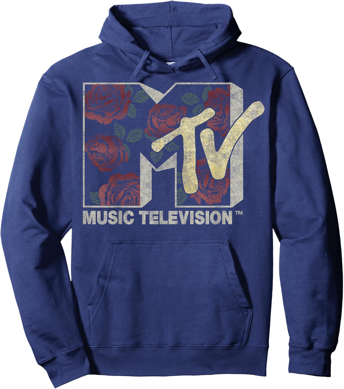 MTV Rose Floral Music Television Logo Hoodie - Hoodie | Navy