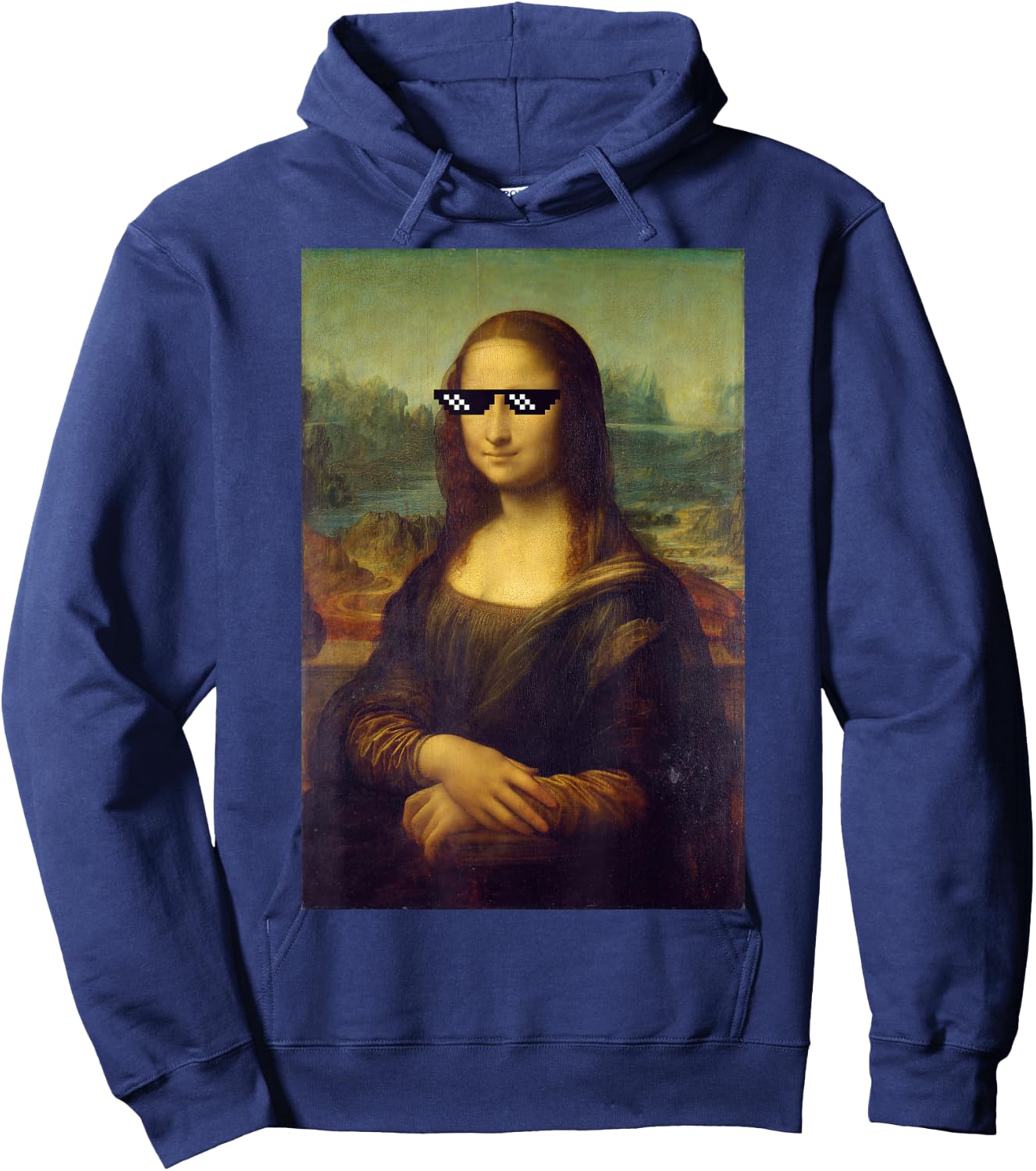 Funny Mona Lisa Meme Sunglasses T Shirt Hoodie - Hoodie | Navy